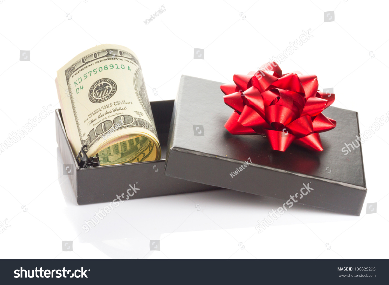 Gift Box With Dollars Banknotes Stock Photo 136825295 : Shutterstock