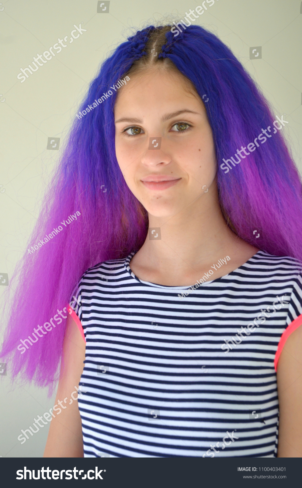 Girl Blue Purple Hair Technique Hair Stock Image Download Now