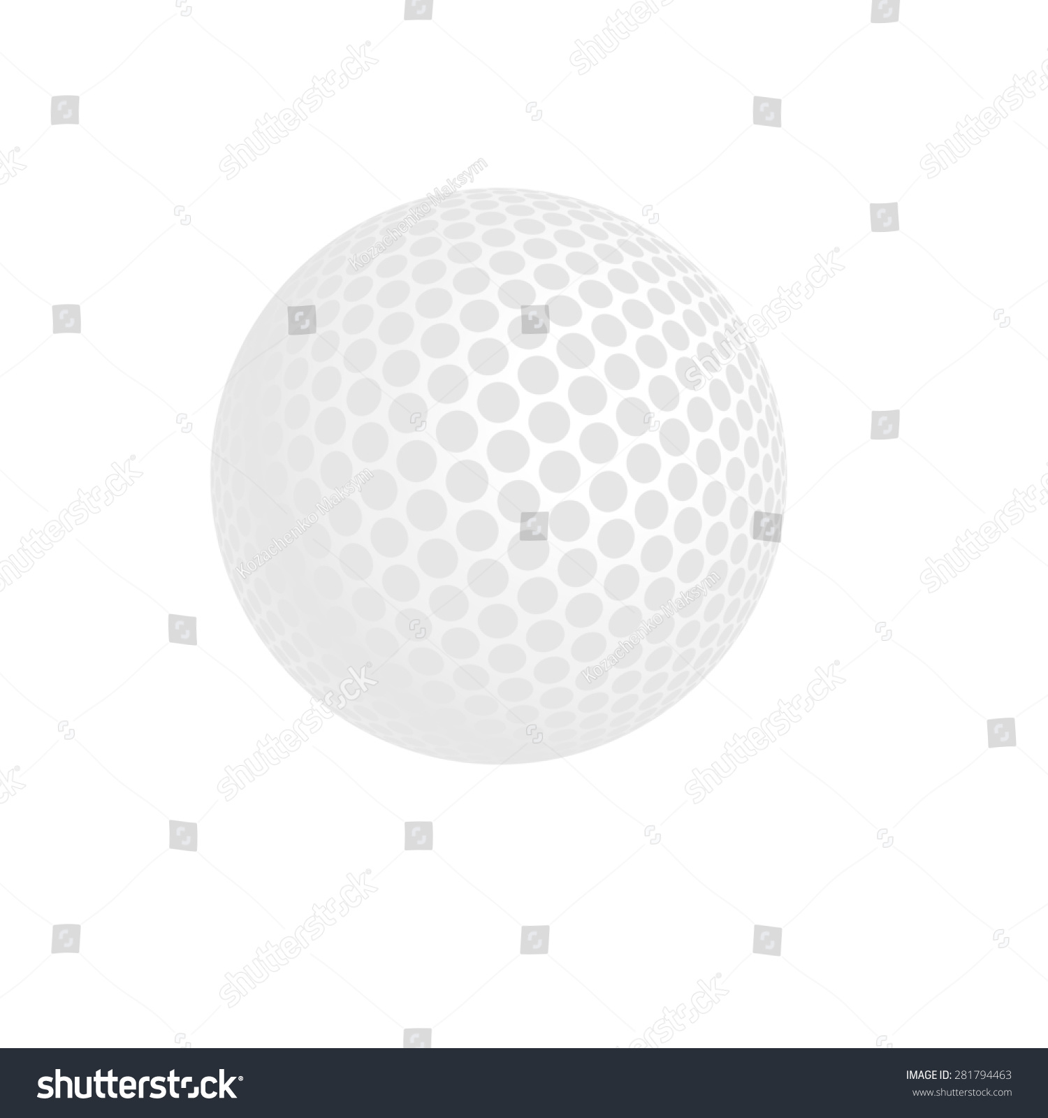 Golf Ball Isolated On White Golf Stock Illustration 281794463