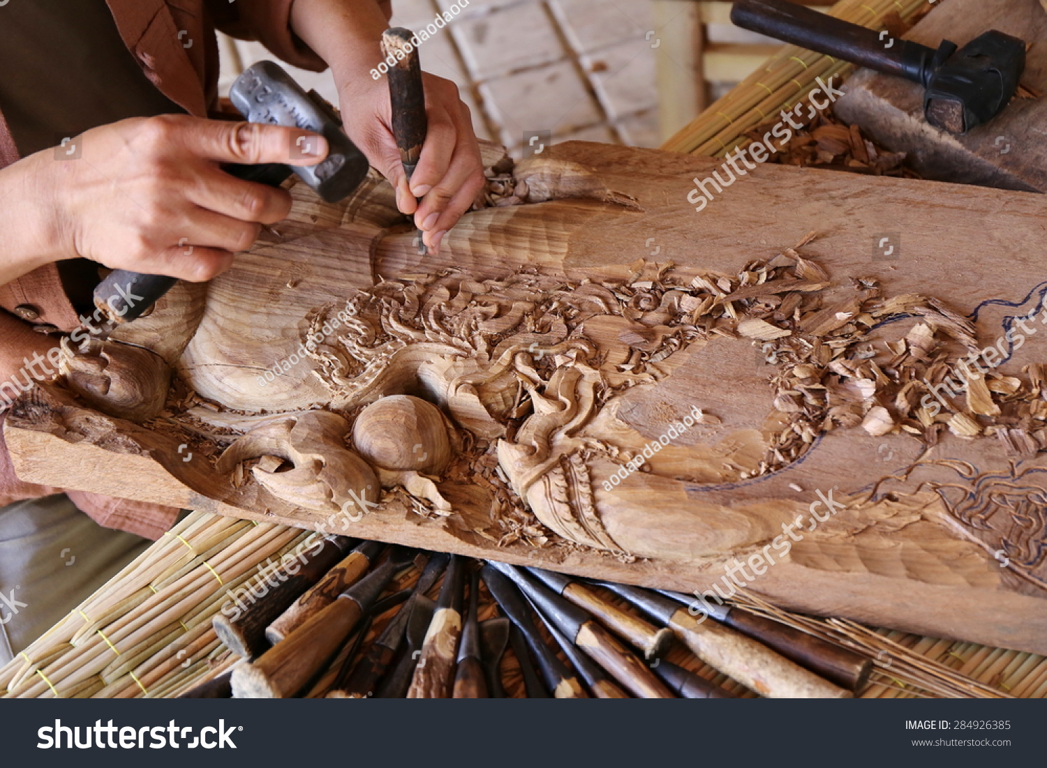 Gouge Wood Chisel Carpenter Tool Working Stock Photo 