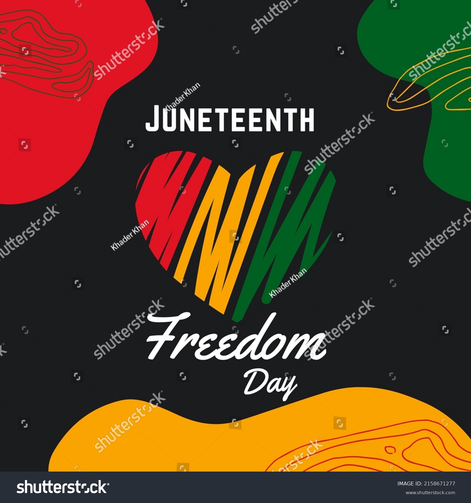 Green Yellow Red Juneteenth Freedom Day Stock Illustration 2158671277 ...