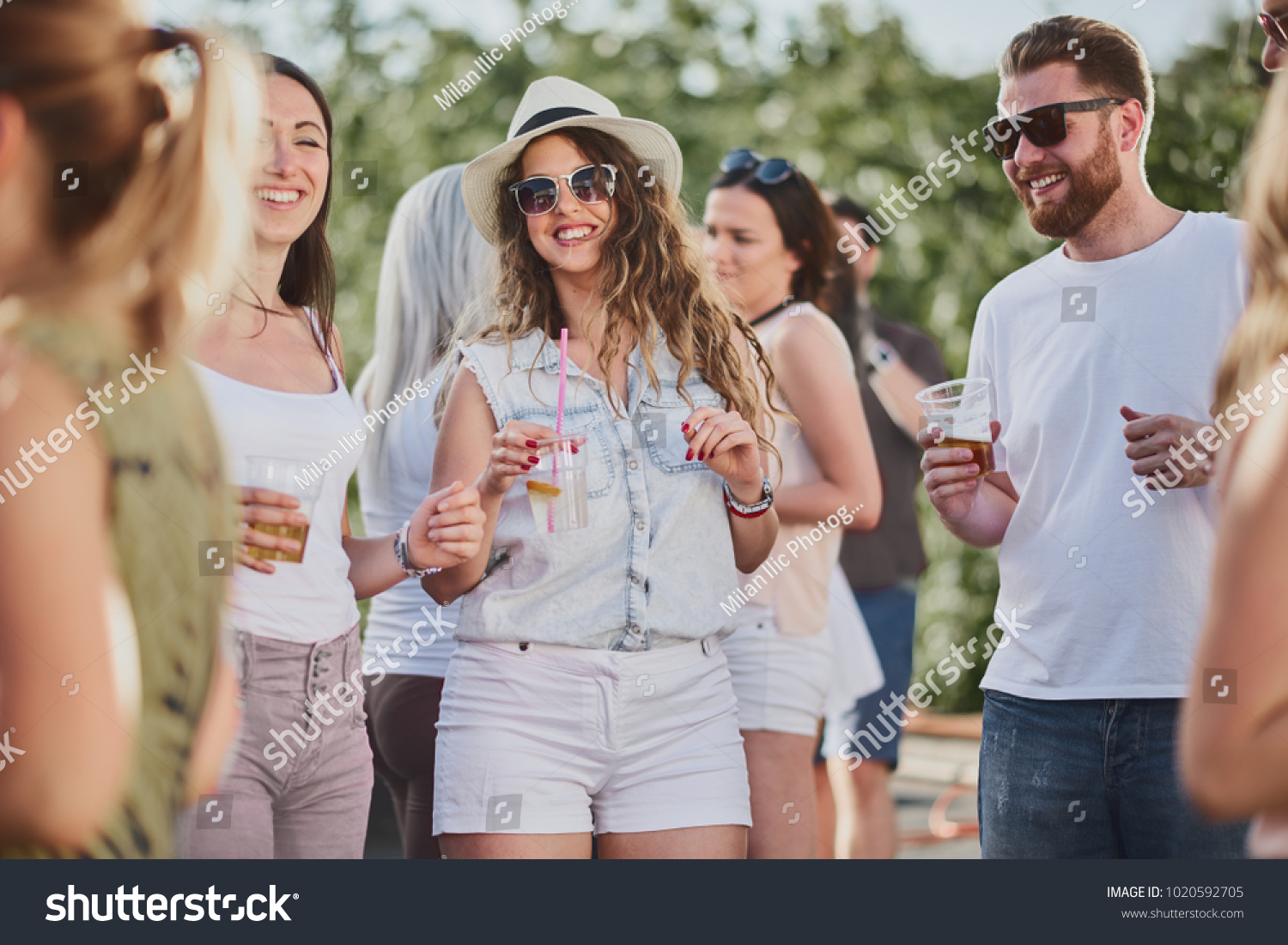 Group People Standing Drinking Summer Outdoor Stock Photo 1020592705 ...