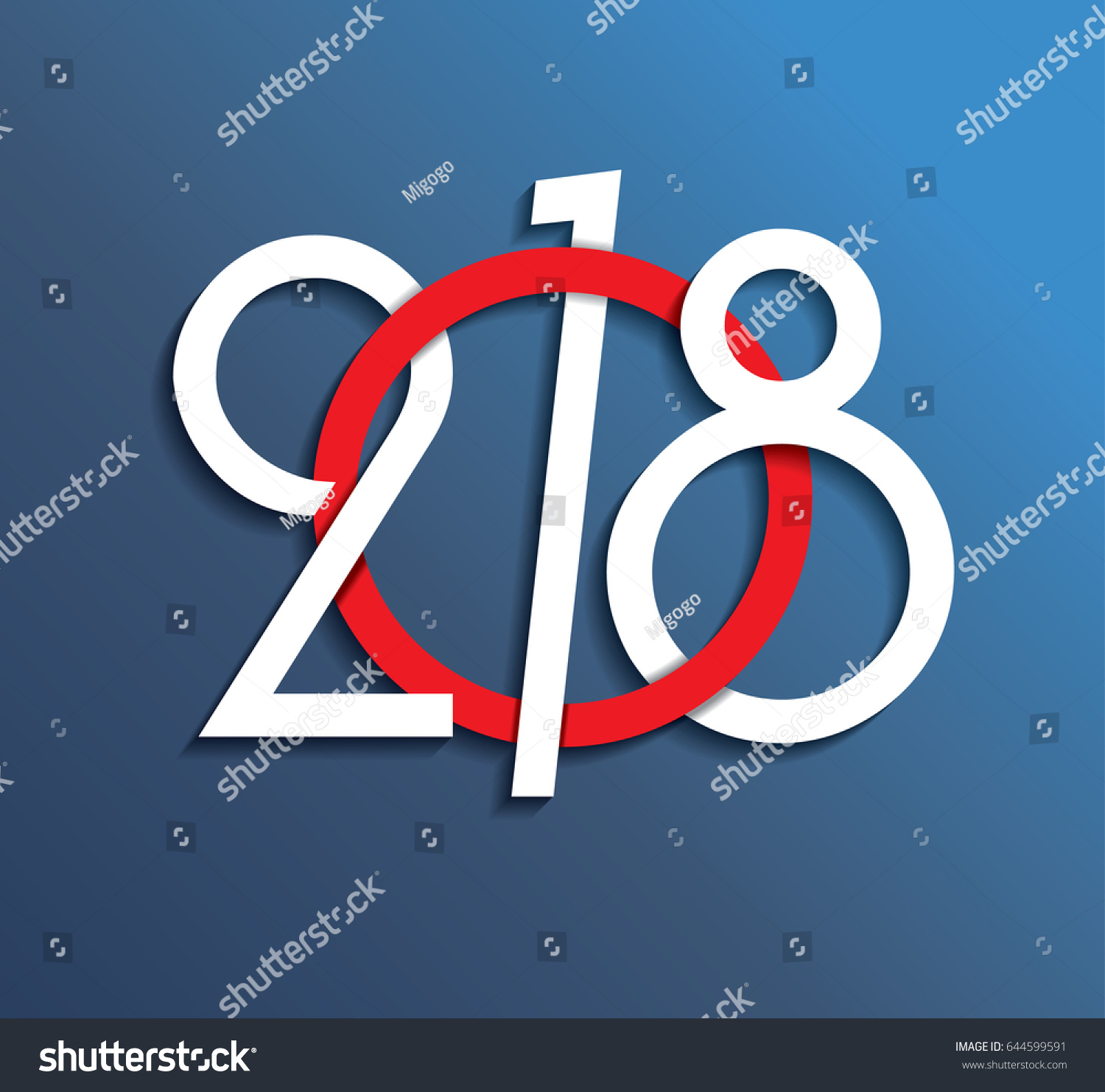 2018 Happy New Year or Christmas Background creative greeting card design can be used for