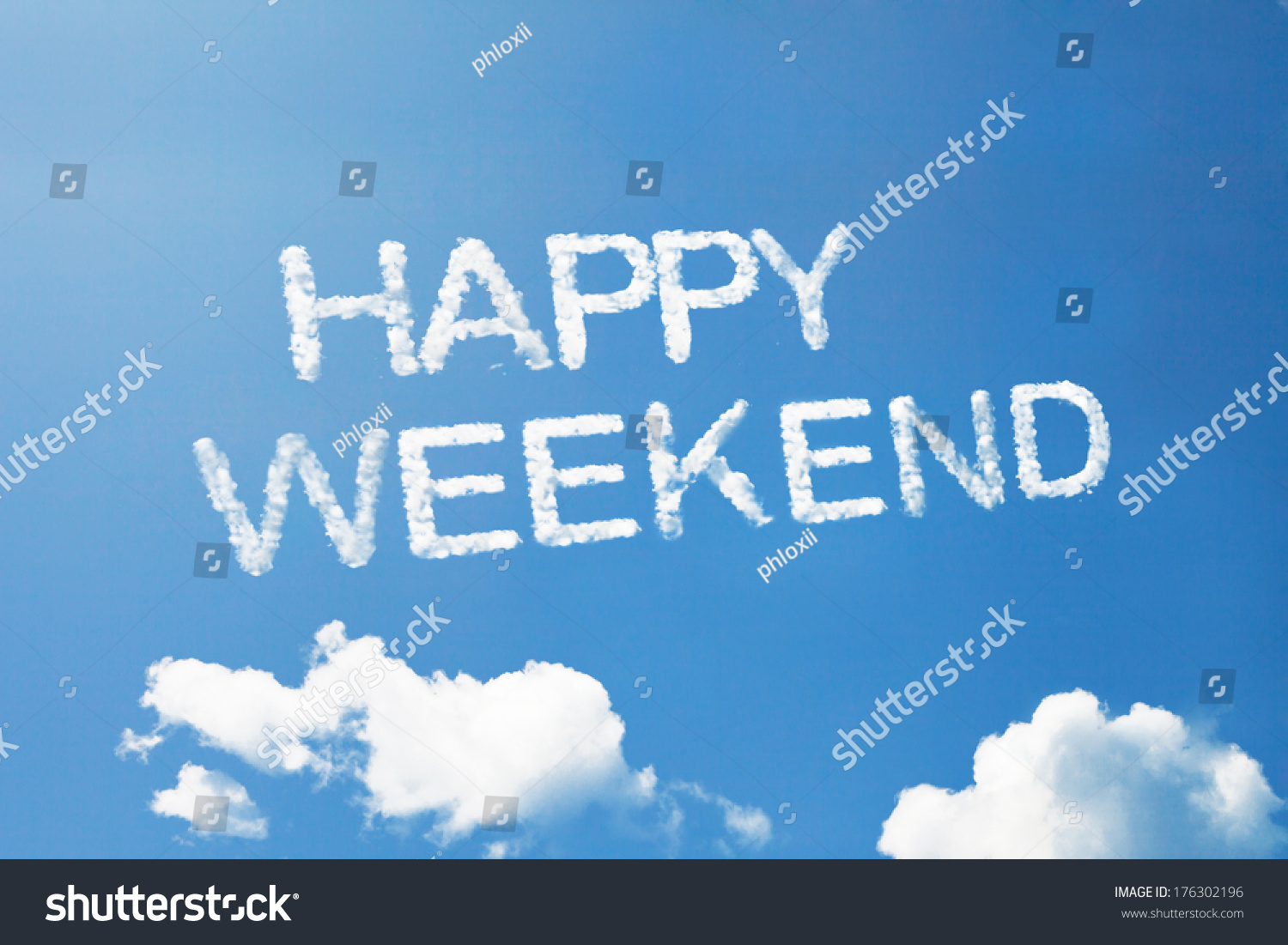 Happy Weekend Cloud Word On Sky Stock Illustration 176302196 - Shutterstock