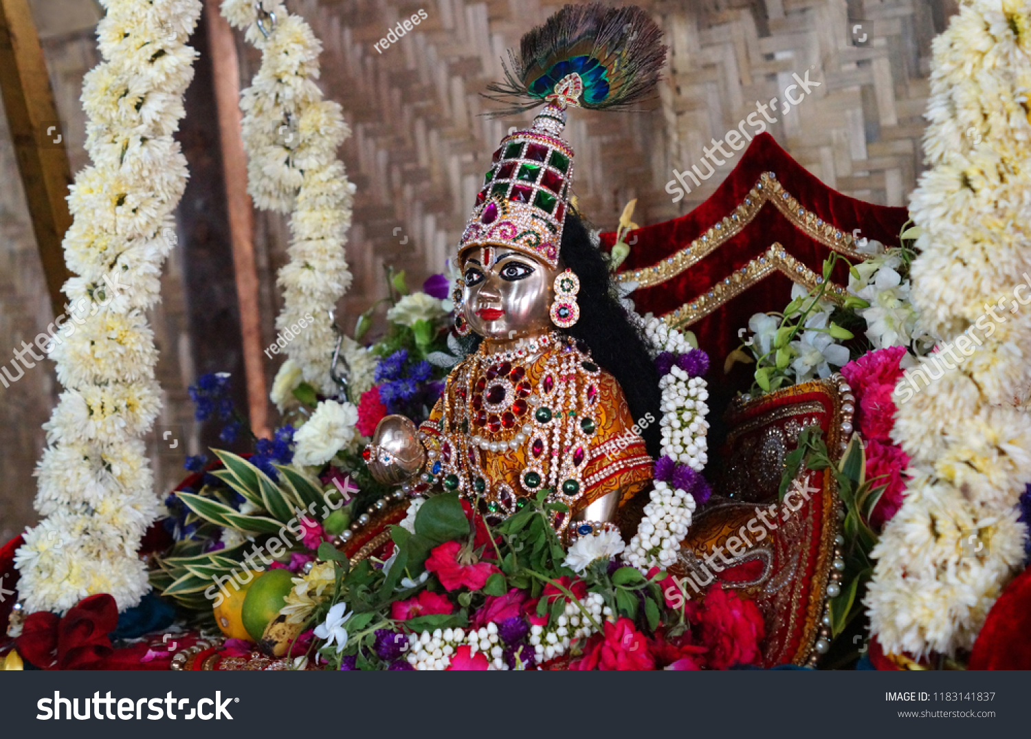 Hyderabadindiaseptember 3indian Hindu God Krishna Decorated Stock