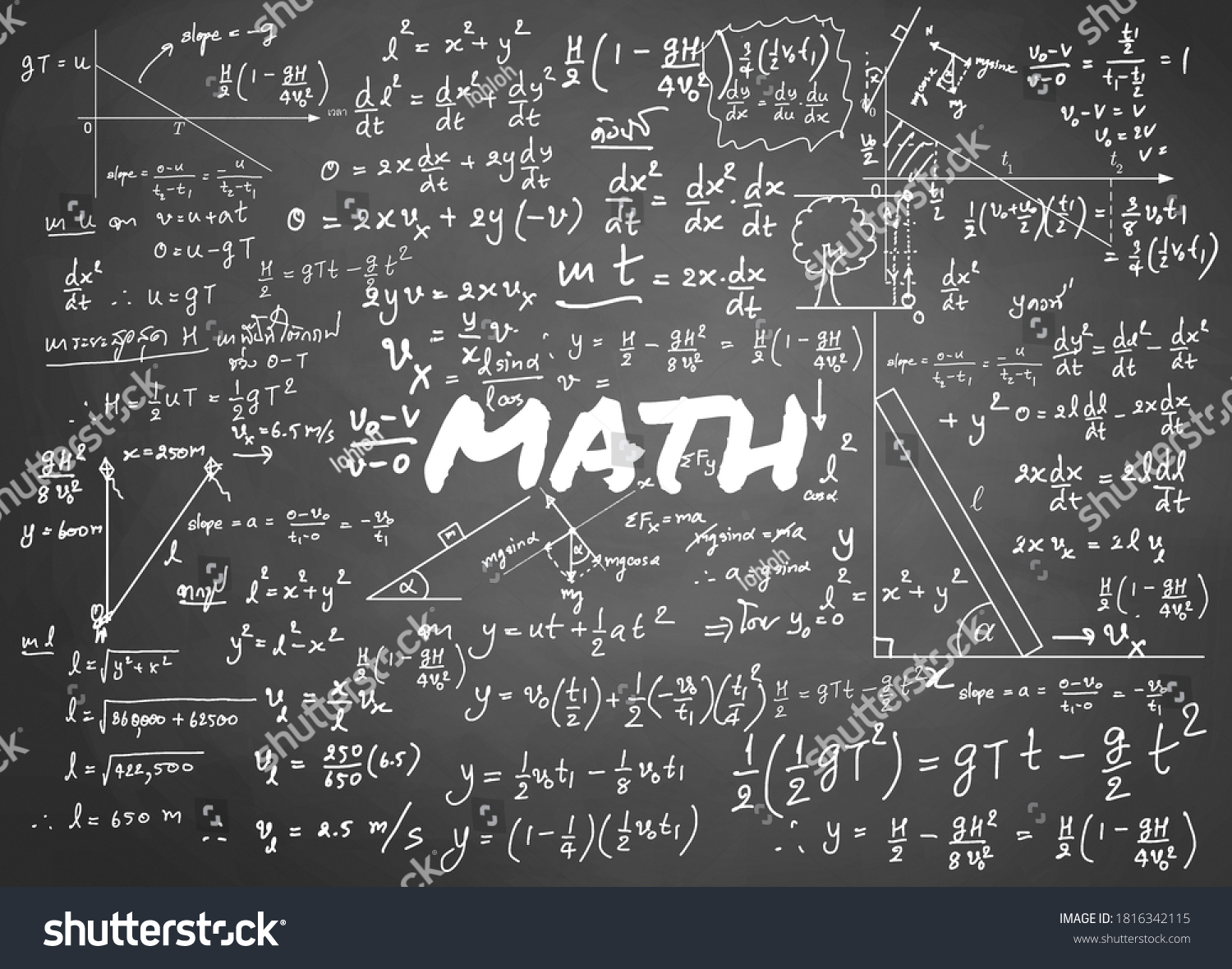 Illustrationmathematical Formulas Drawn By Hand On Stock Illustration ...