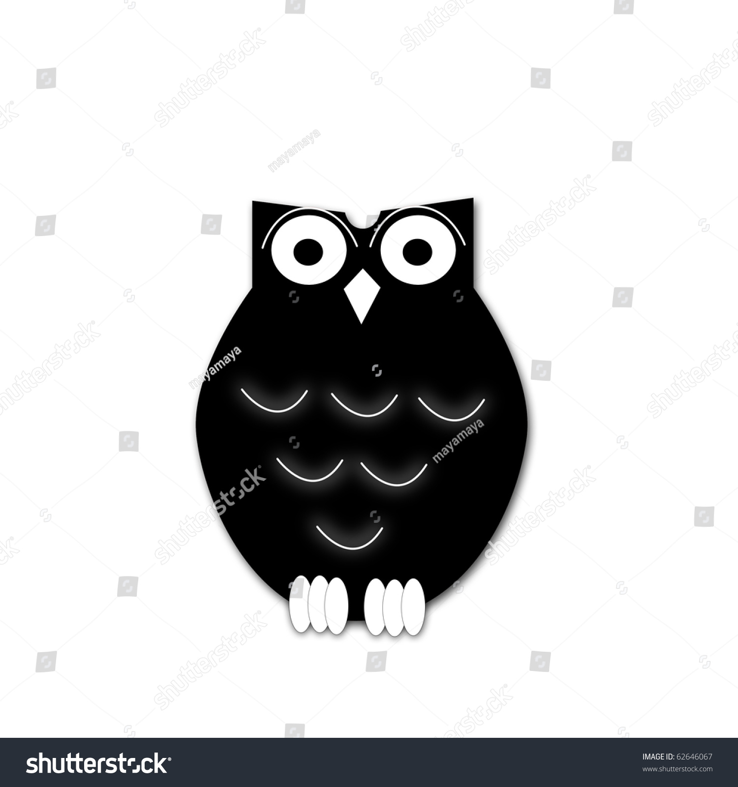 Illustration Black Cartoon Owl Silhouette Stock Illustration 62646067 ...