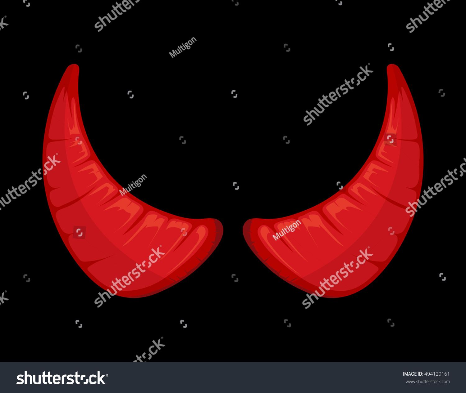 Illustration Red Devil Horns Isolate On Stock Illustration 494129161