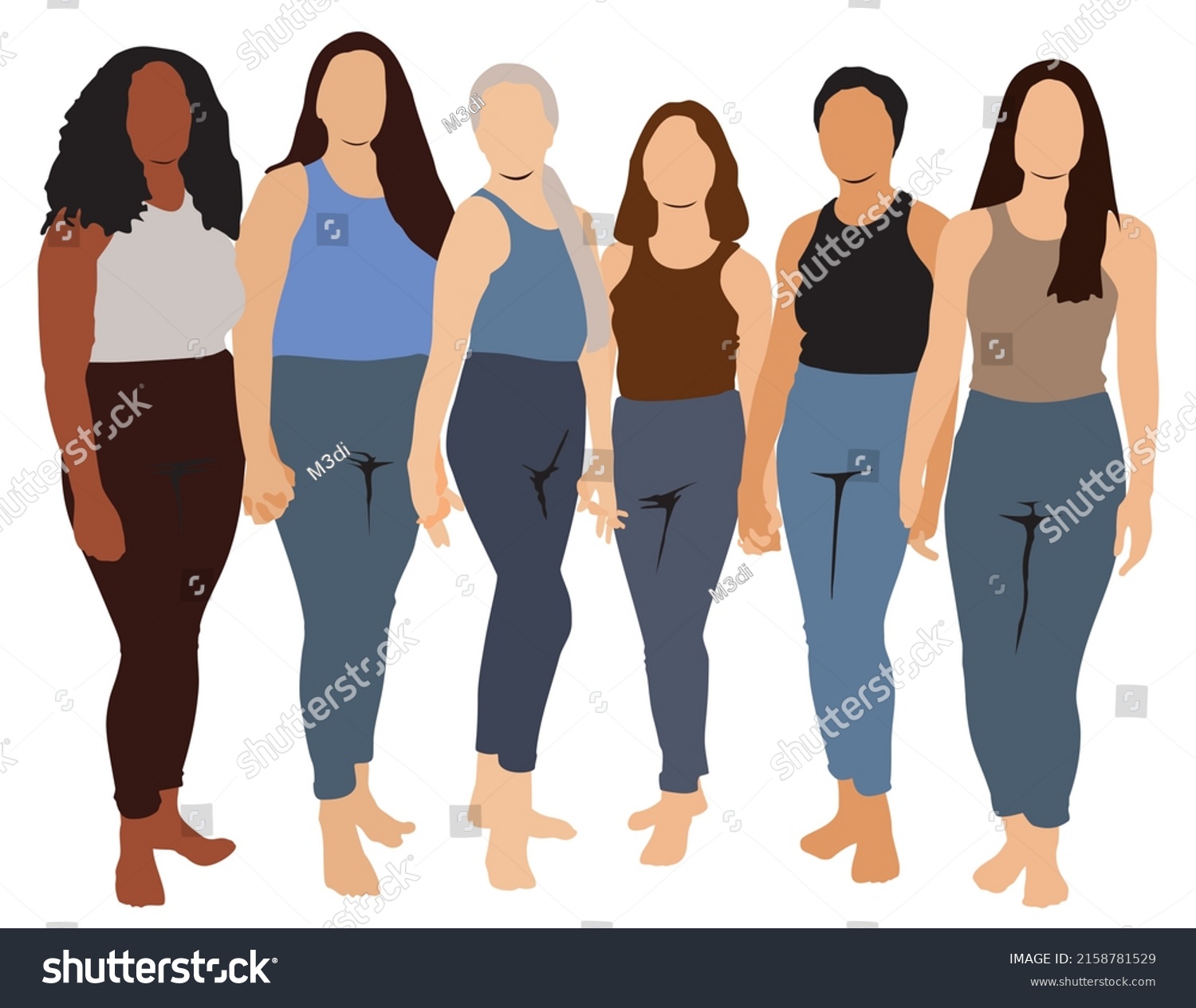 Illustration Six Diverse Women Holding Hands Stock Illustration 2158781529 Shutterstock 
