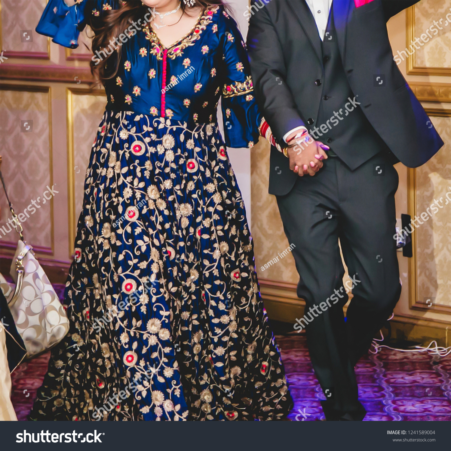 Indian Bride Groom Entrance Wedding Reception Stock Image