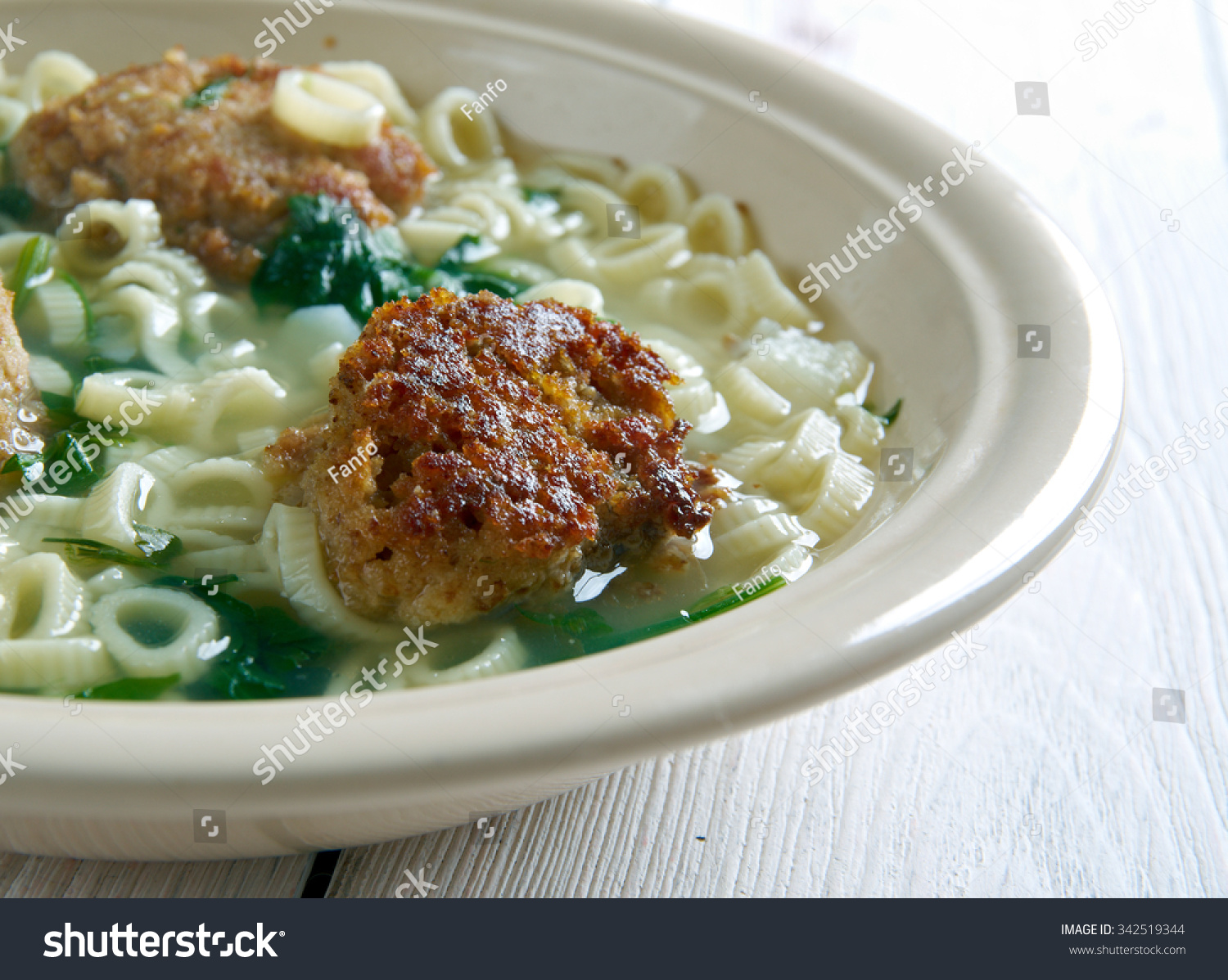 Italian Wedding Soup Italianamerican Soup Consisting Stock Photo