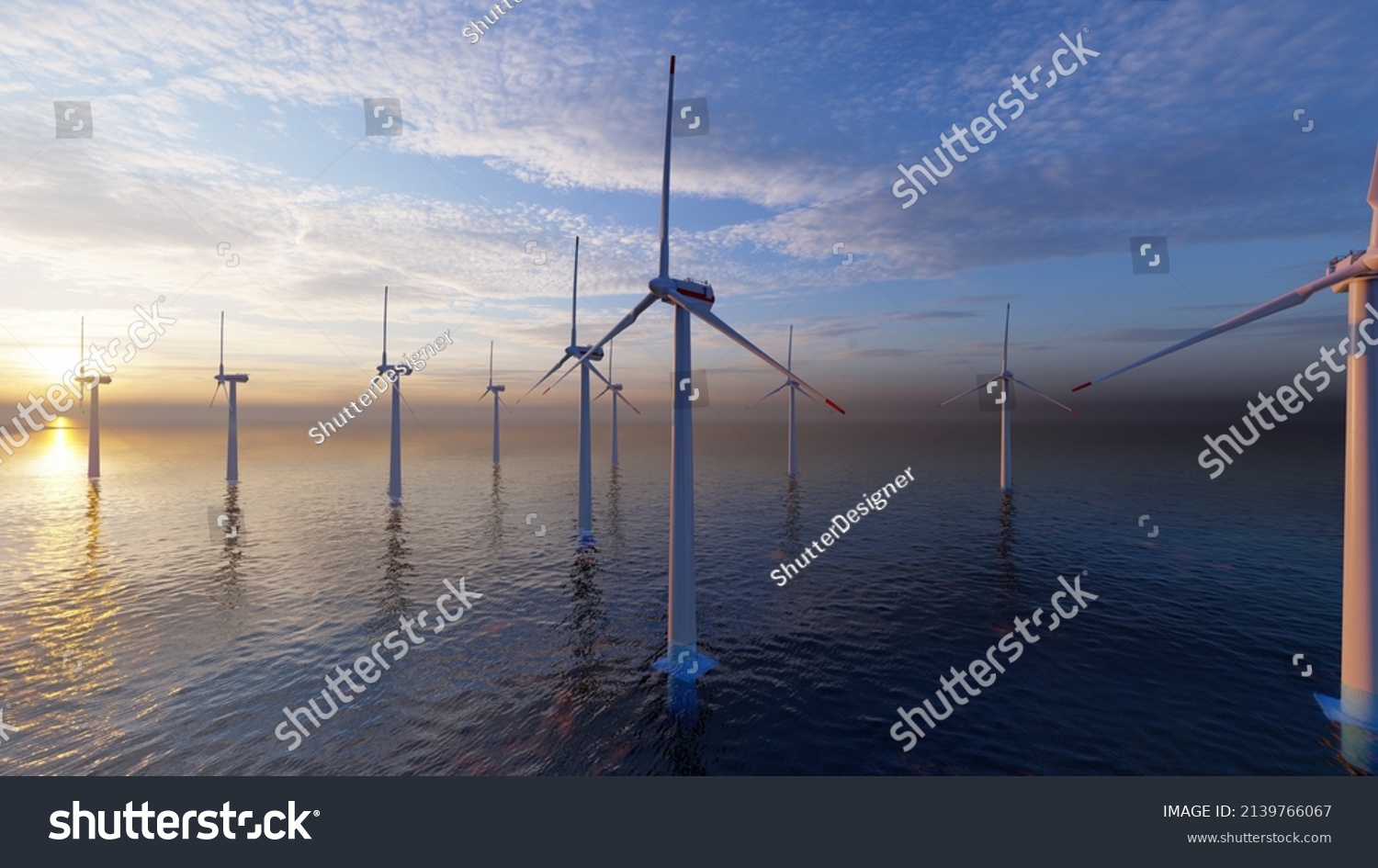 8k Ultra Hd Offshore Wind Turbines Stock Illustration 2139766067 ...