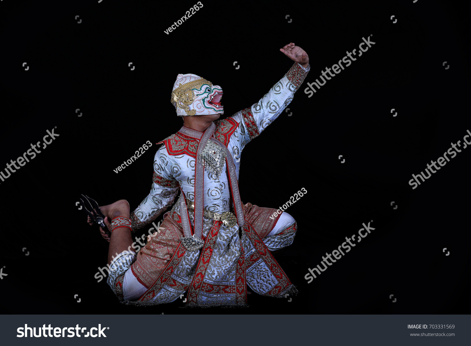 Khon Hanuman Ramayana Hanuman Character Thailand Stock Photo 703331569 ...