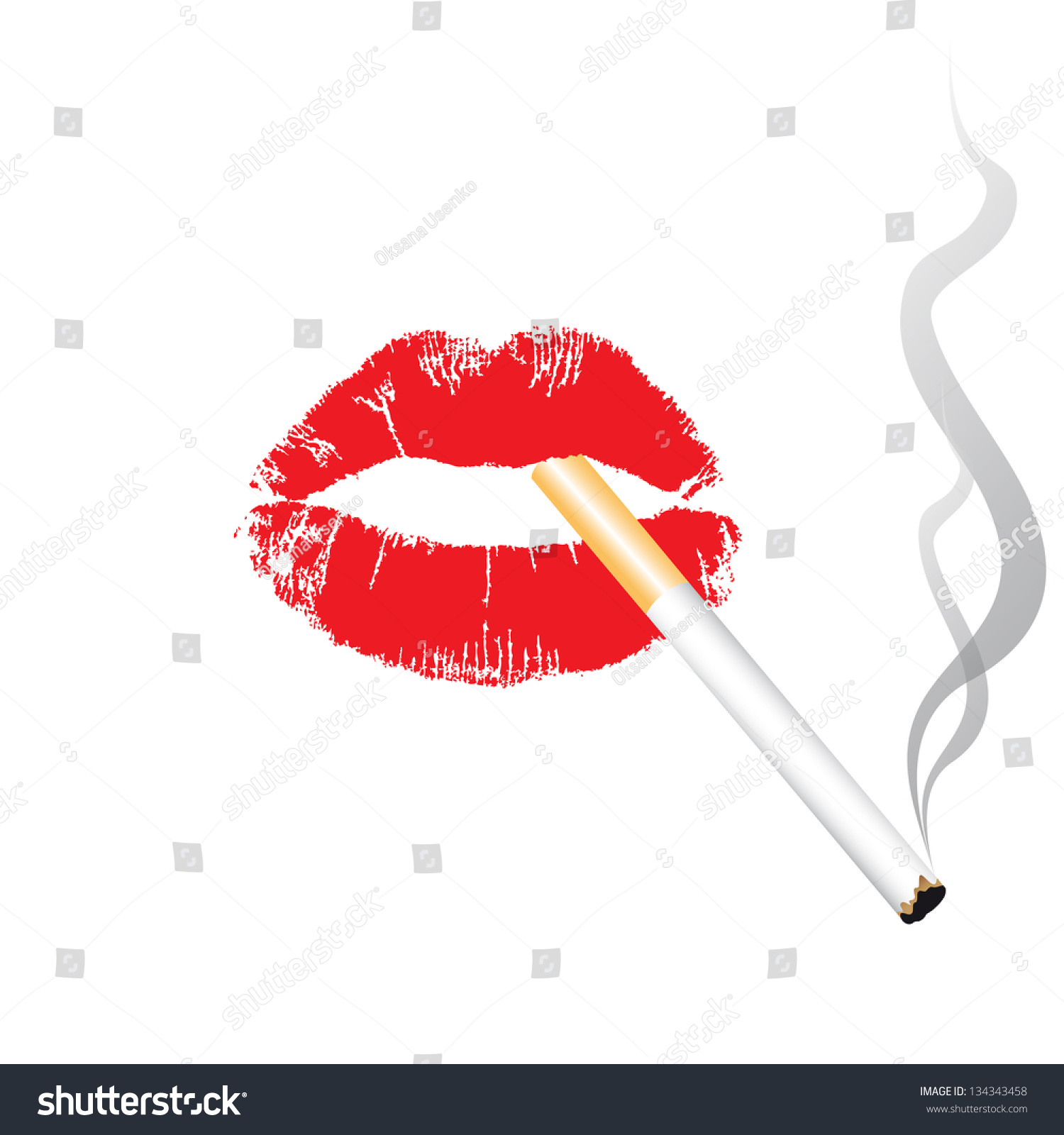 Lips Cigarette Stock Illustration 134343458