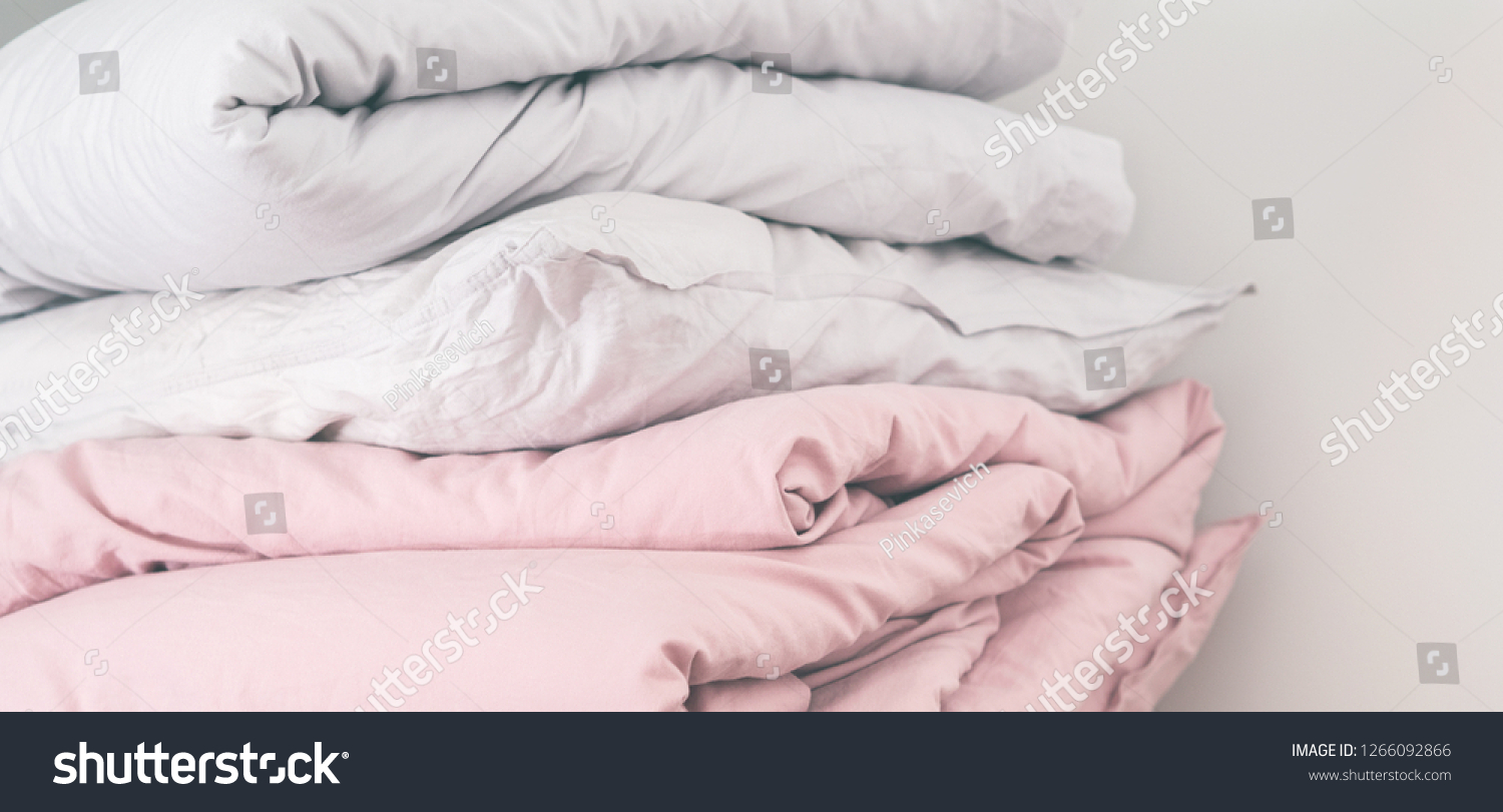 Pile Bed Linen Pillows Blankets Pink Stock Photo 1266092866 | Shutterstock