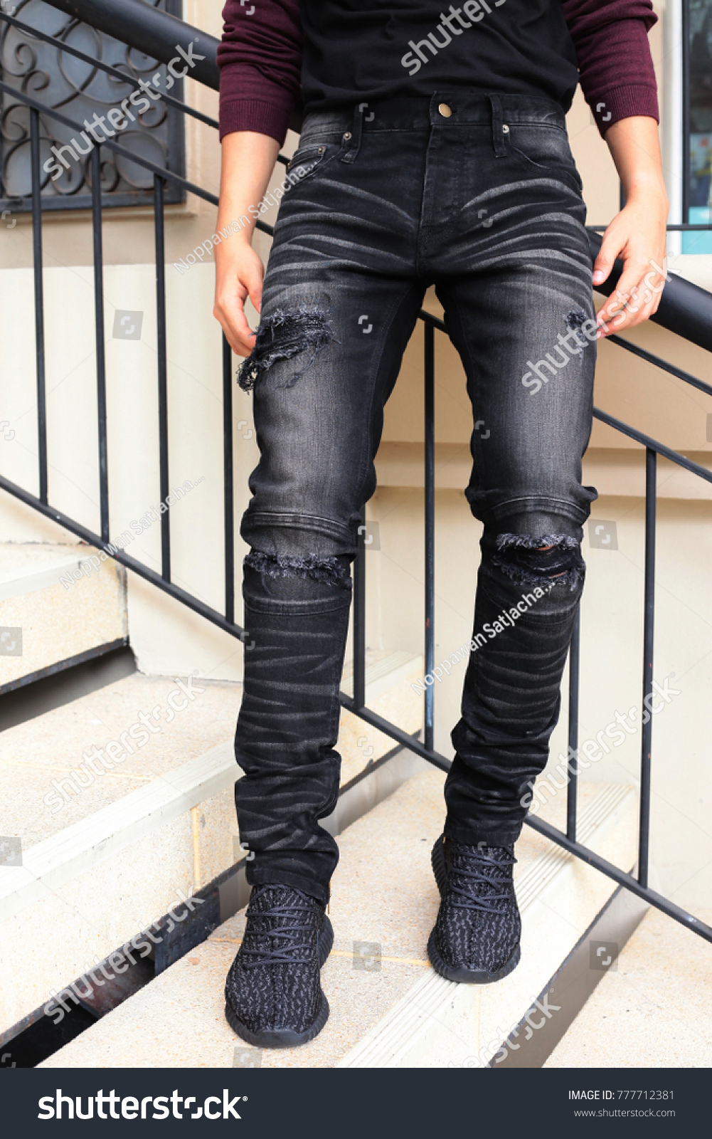 purple ripped jeans mens