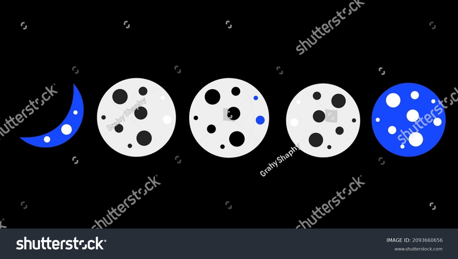 Moon Phases Over Black Background Stock Illustration 2093660656 Moon Phases Over Black Background Stock Illustration 2093660656
