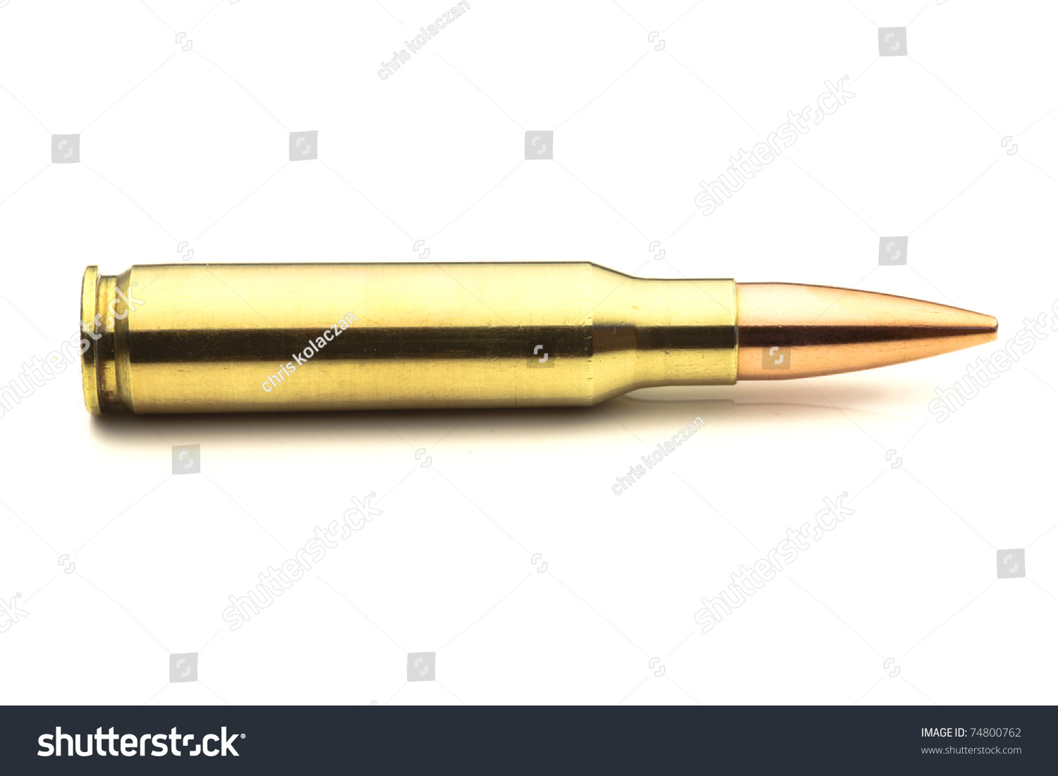 7.62 Nato (.308 Winchester) Bullet On White Stock Photo 74800762 ...