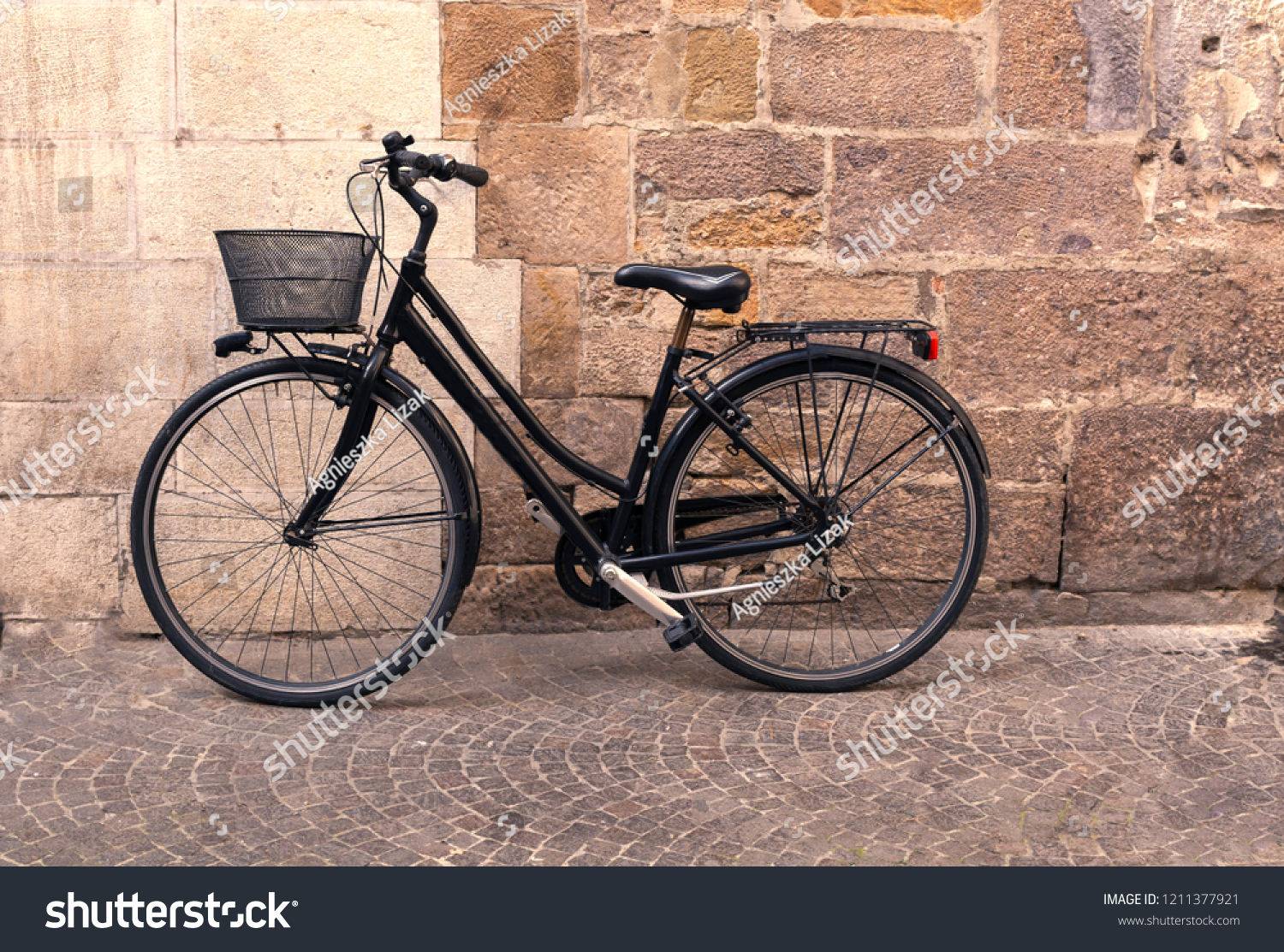 black bike with basket