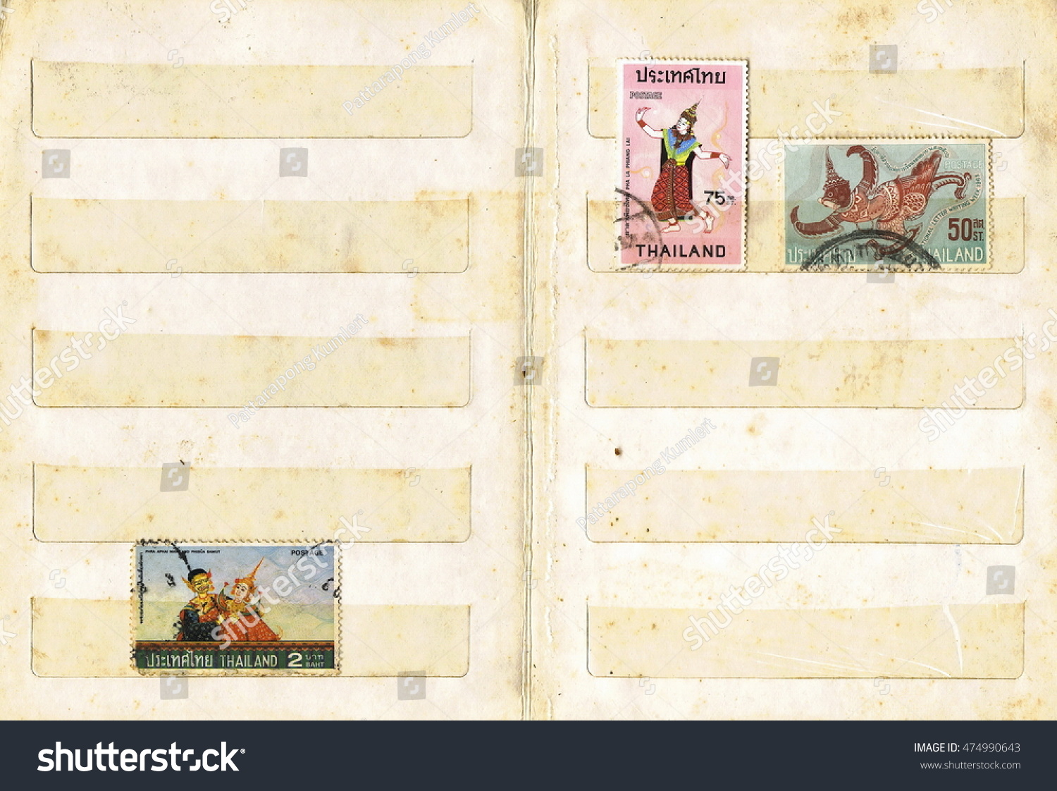 Old Stamp Album Background Texture Stock Illustration 474990643