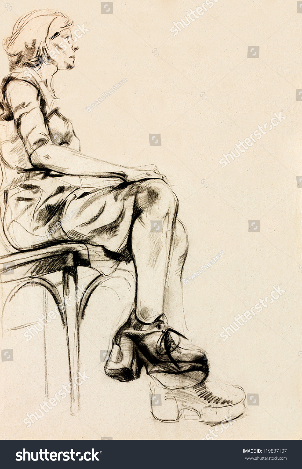 Original Pencil Drawing Charcoal Hand Drawn Stock Illustration 119837107 The spread legs pose, whether squatting or sitting is one of the most difficult to get right. https www shutterstock com image illustration original pencil drawing charcoal hand drawn 119837107