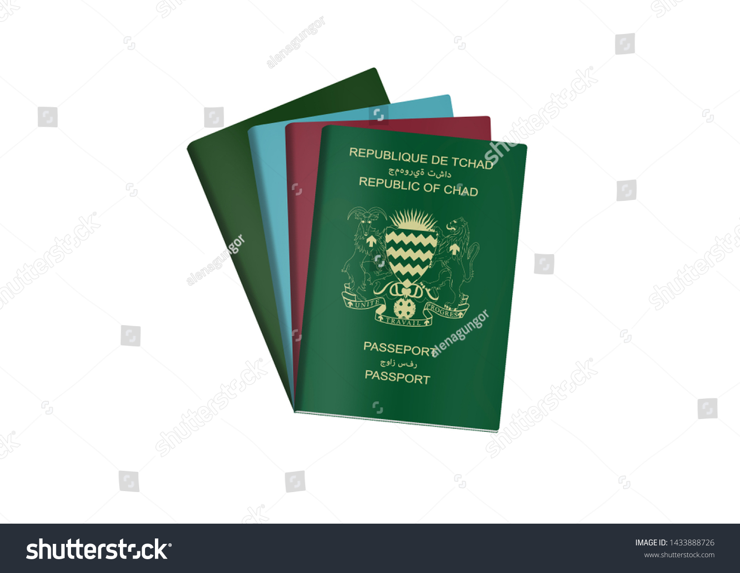 4 Passports Chadian Passport Whis White Stock Illustration 1433888726