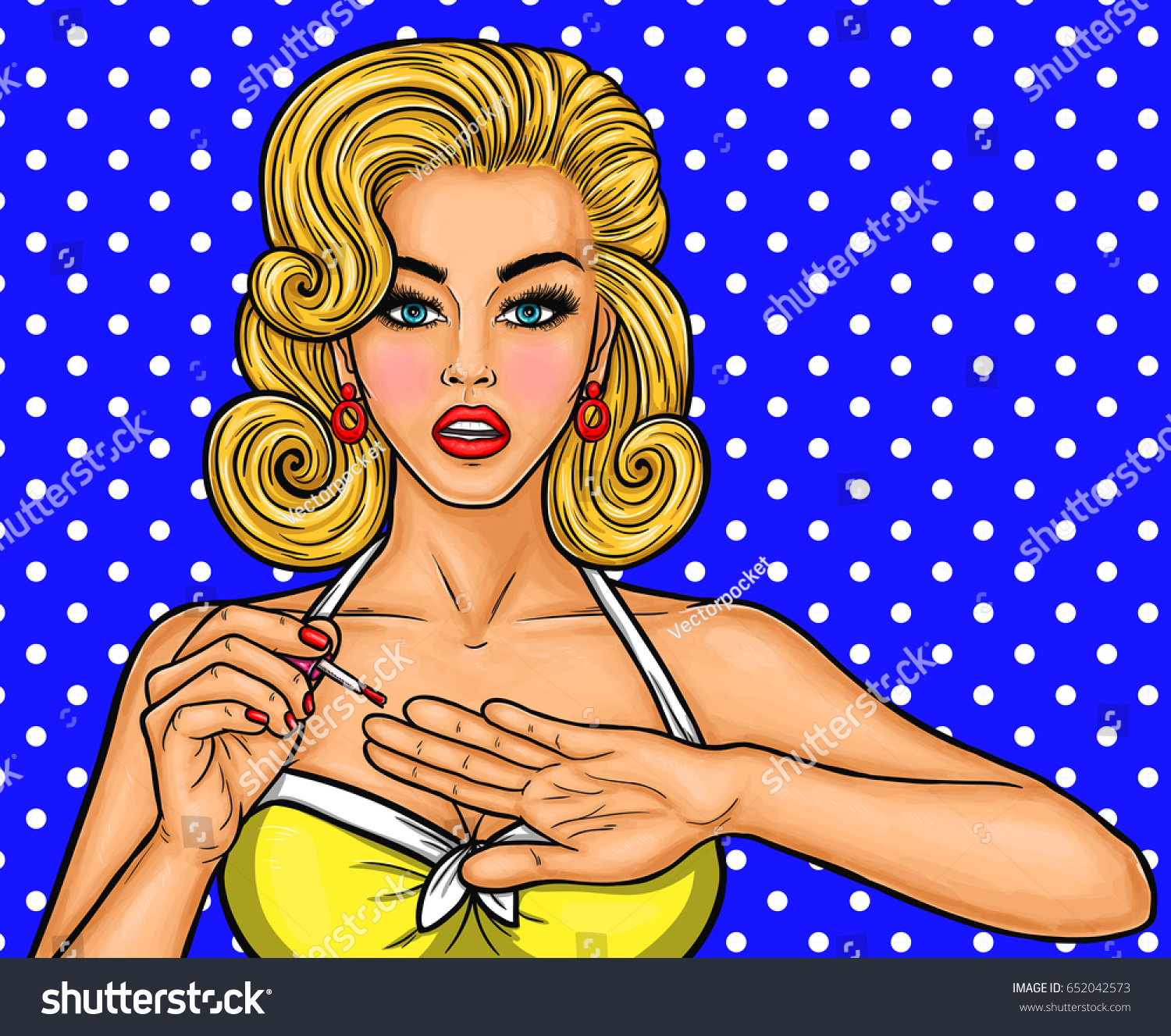 Ilustrasi Stok Pop Art Illustration Young Sexy Woman 652042573 Shutterstock 