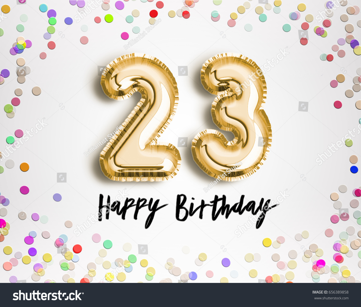 23rd Birthday Celebration Gold Balloons Colorful Stock Illustration ...