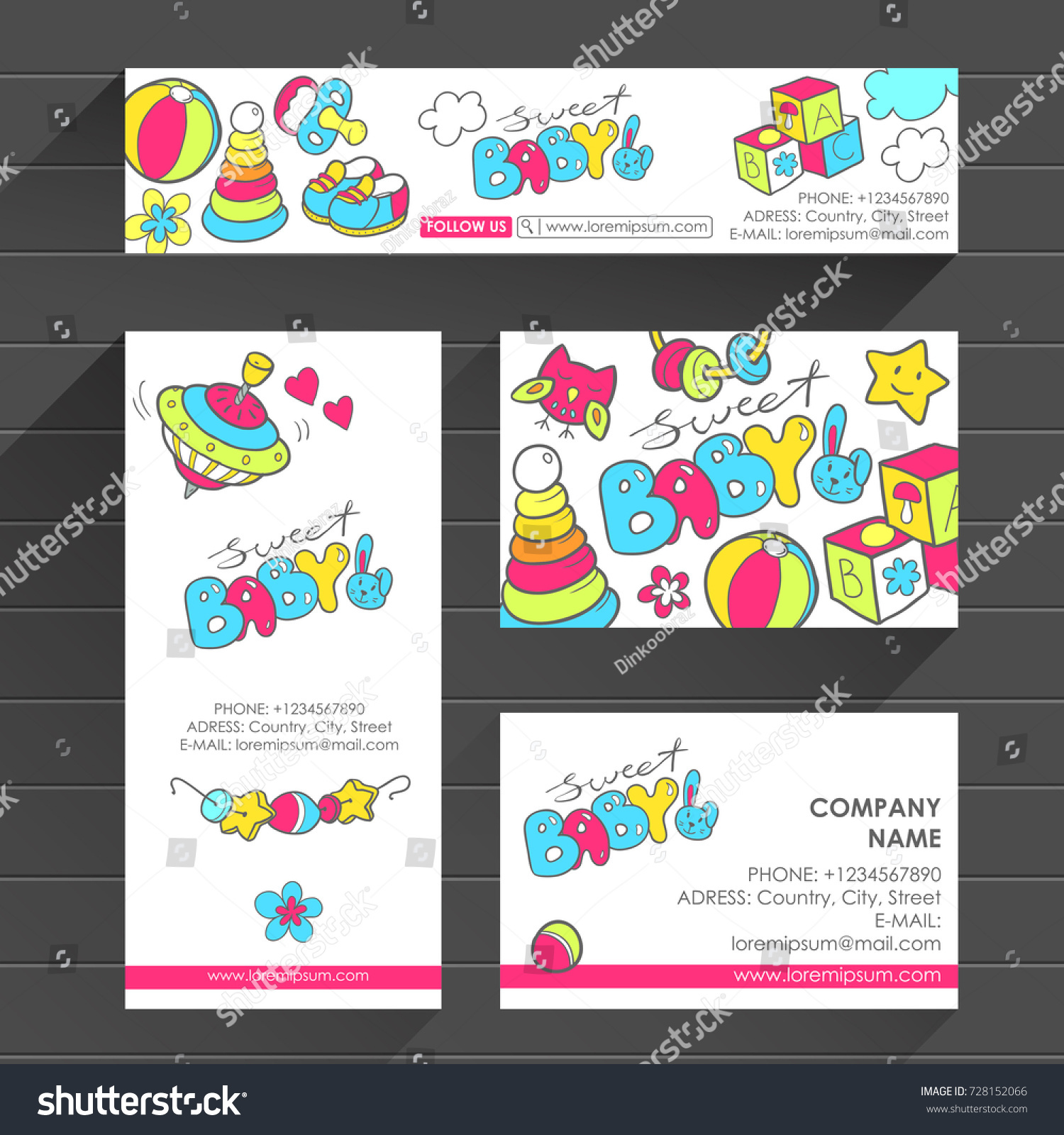 Vector corporate identity template with watercolor hand draw colorful alphabet