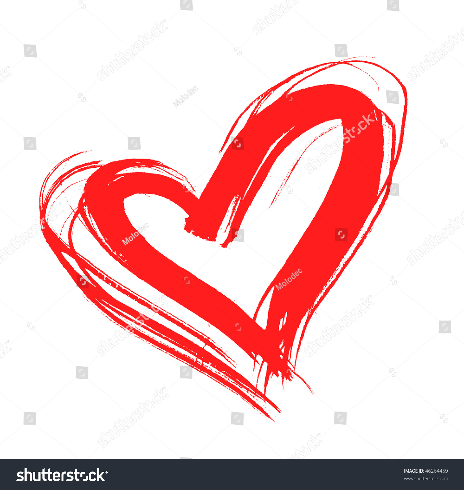 Red Heart, Drawn By Hand, Isolated On White Stock Photo 46264459 ...