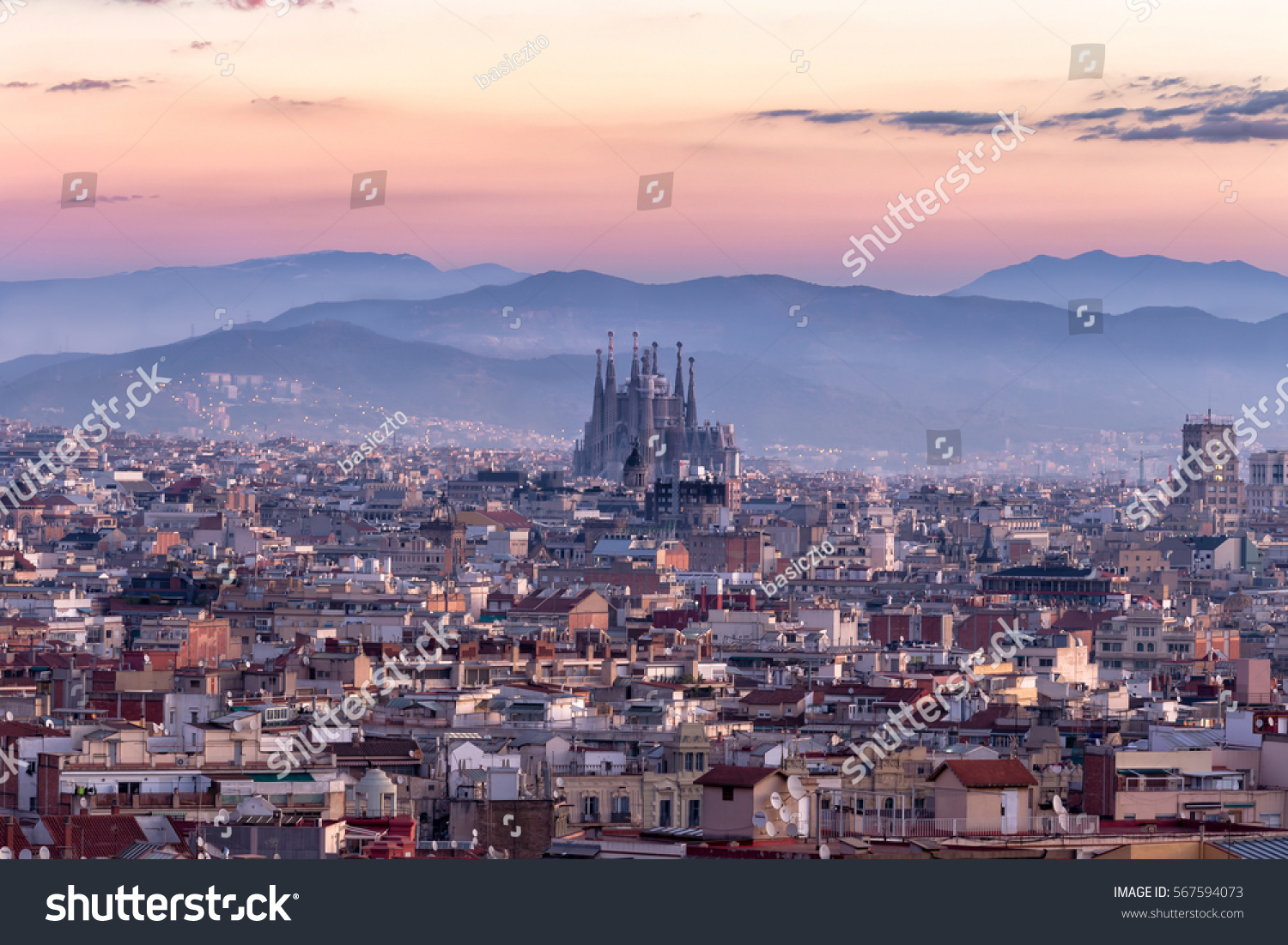 Sagrada Familia Panorama View Barcelona City Stock Photo 567594073 ...