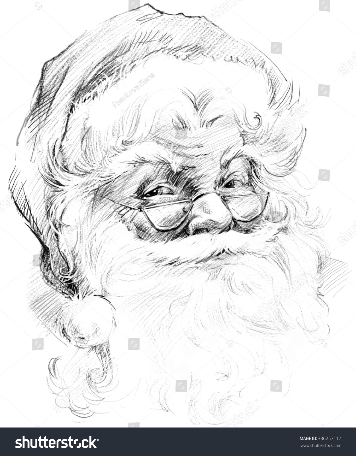 Santa Claus Portrait Sketch Sketch Santa Stock Illustration