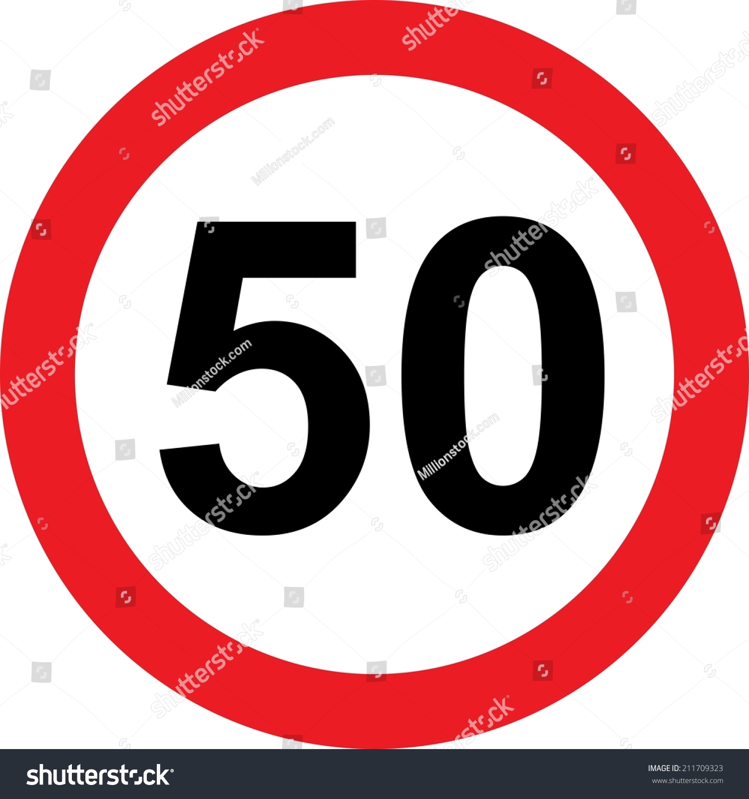 50 Speed Limitation Road Sign On White Background Stock Photo 211709323 ...