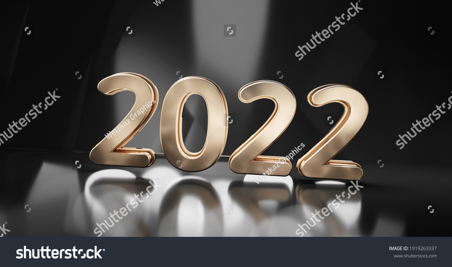 2022 Symbol Golden Number 3dillustration Stock Illustration 1919263337 ...