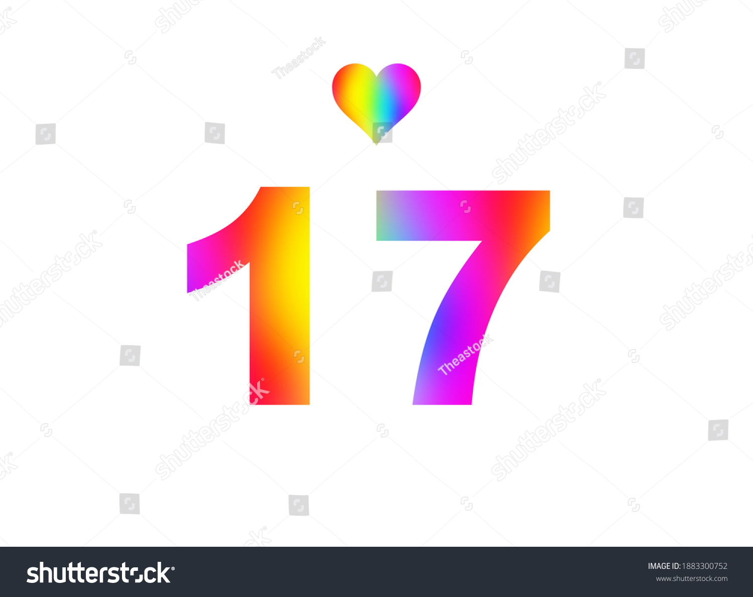 17th Birthday Card Illustration Multicolored Numbers Stock Illustration ...