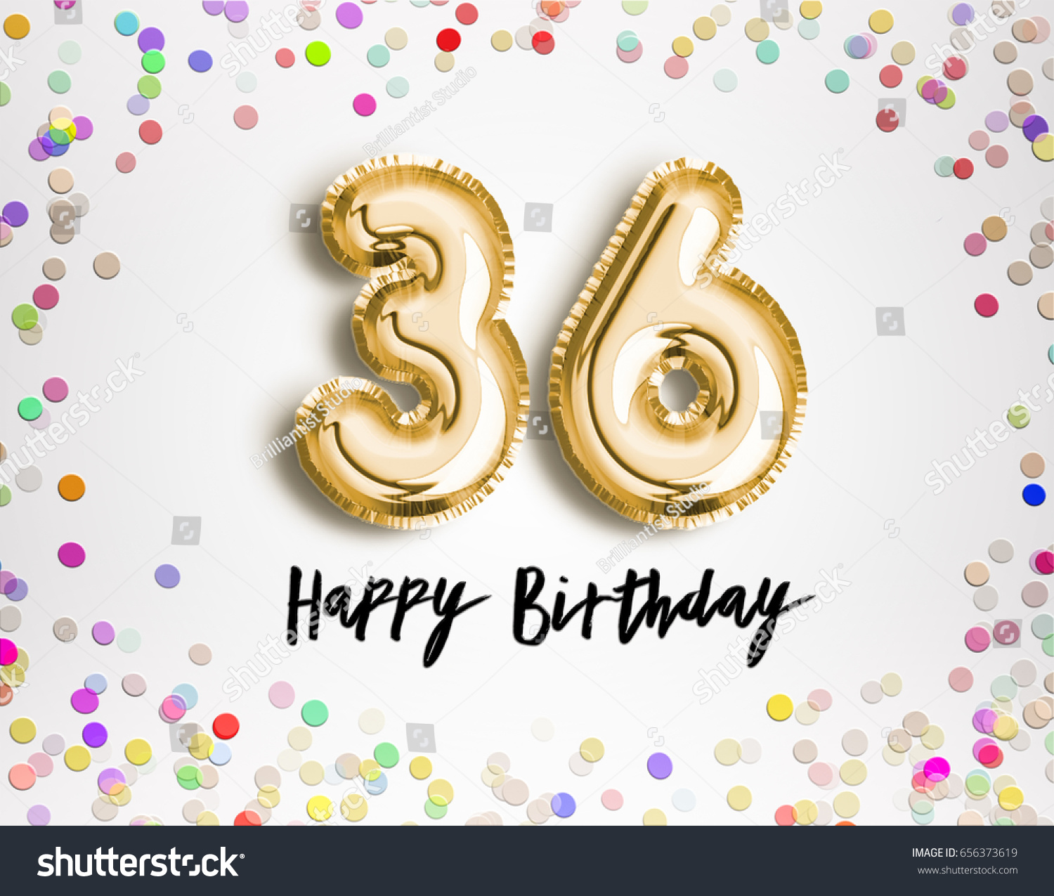 36th Birthday Celebration Gold Balloons Colorful Stock Illustration ...