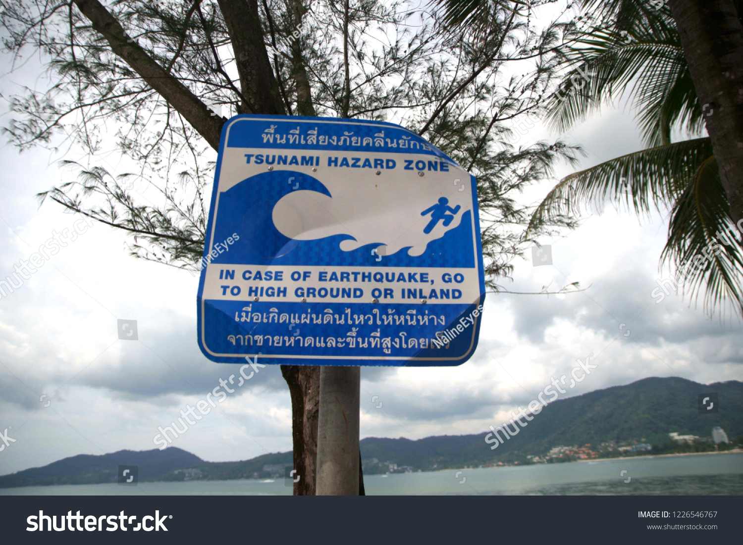 Tsunami Warning Sign Patong Beach Phuket Stock Photo Edit Now