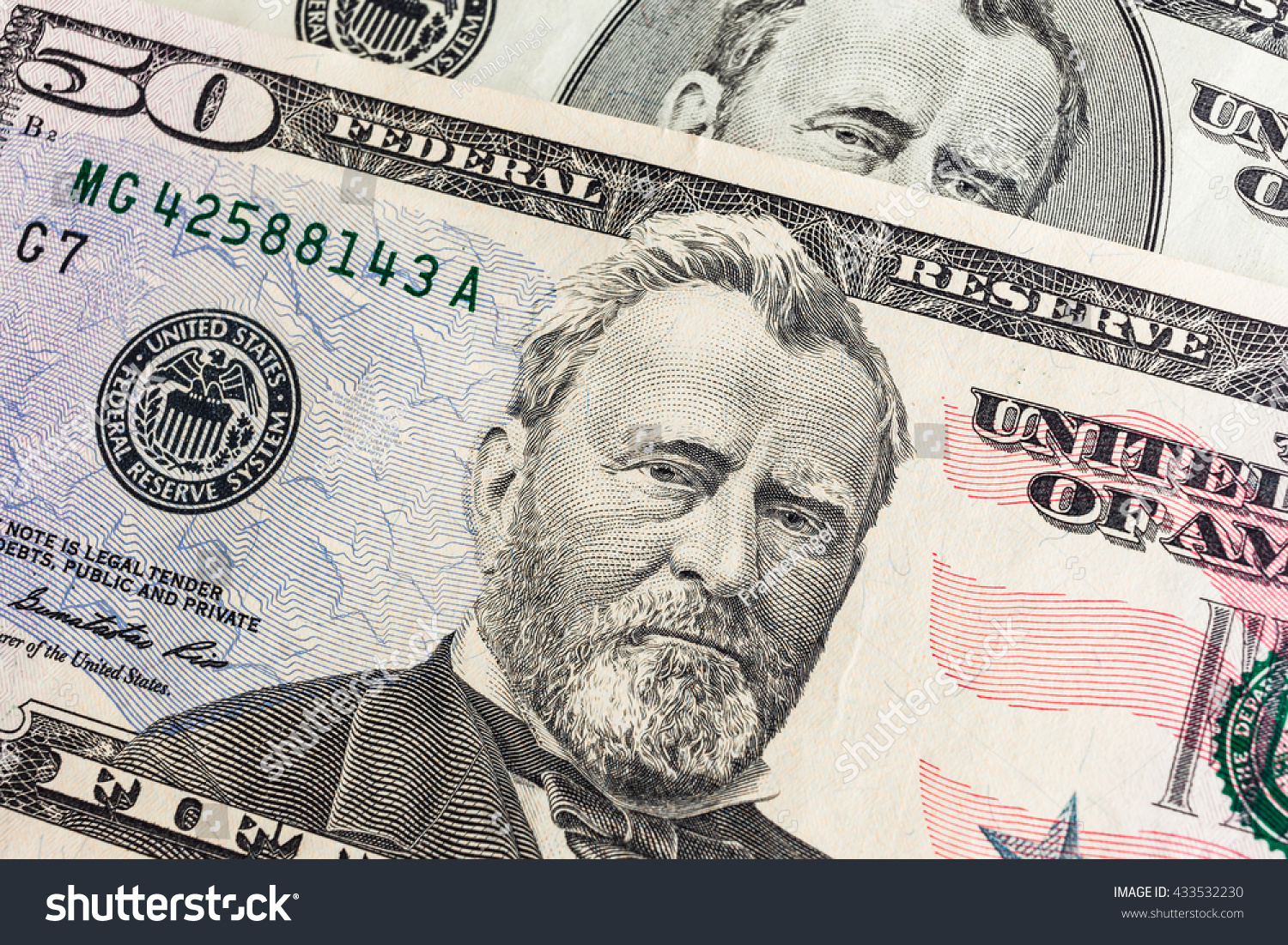 Ulysses S Grant Face On US Fifty Or 50 Dollars Bill Macro Ulysses S Grant Face On US Fifty Or 50 Dollars Bill Macro
