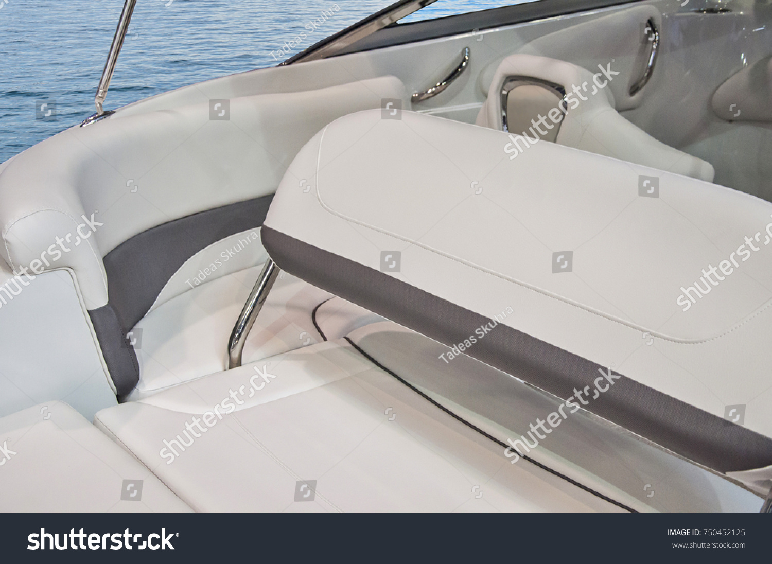 Wooden Leather Interior Luxury Yacht Cockpit Stock Photo 750452125 ...