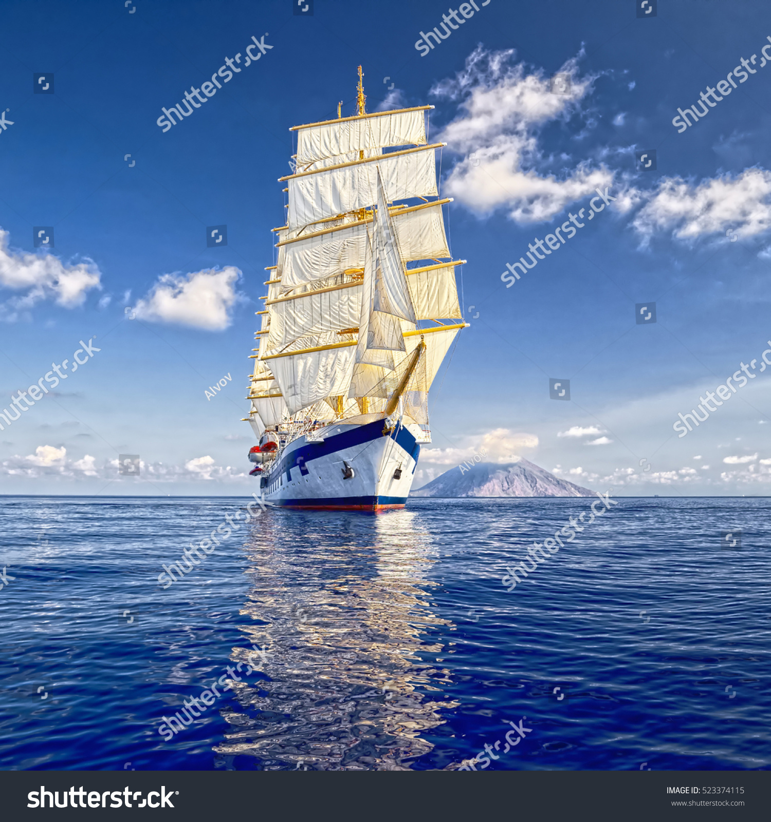 Yachting Sailing Beautiful Sailing Ship Cruises Stock Photo Edit Now