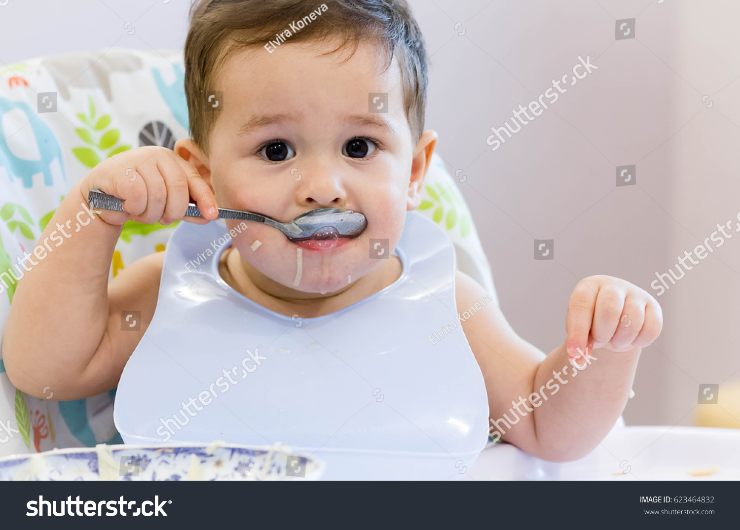 1 Year Old Baby Eat Their Stock Photo Edit Now 623464832