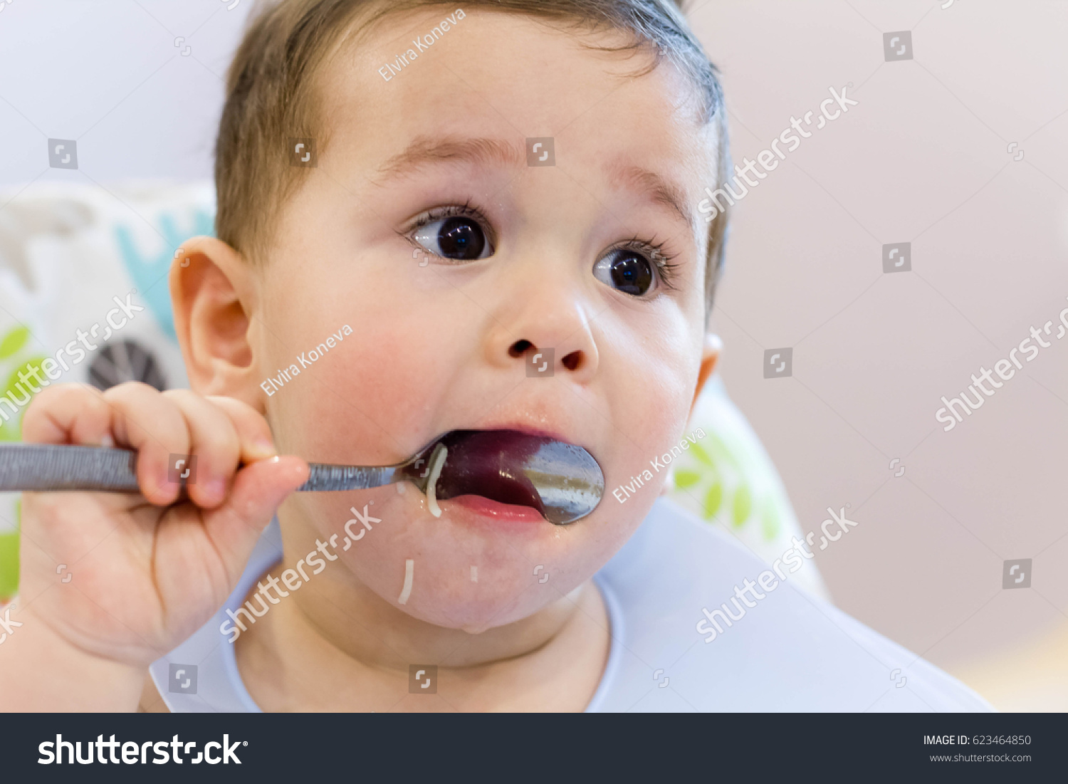 1 Year Old Baby Eat Their Royalty Free Stock Image