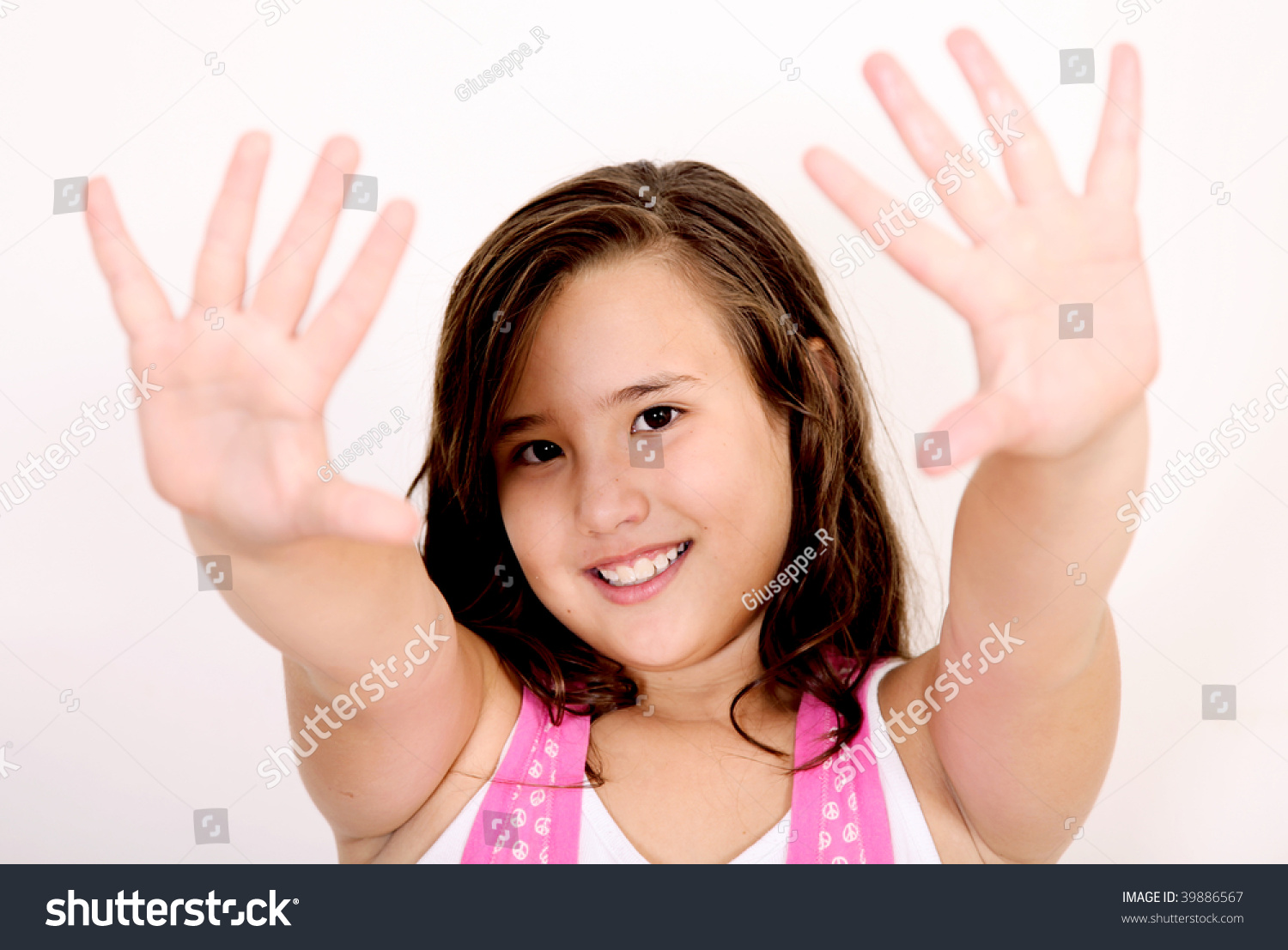 10 Year Old Girl Hands Outstretched Stock Photo Edit Now