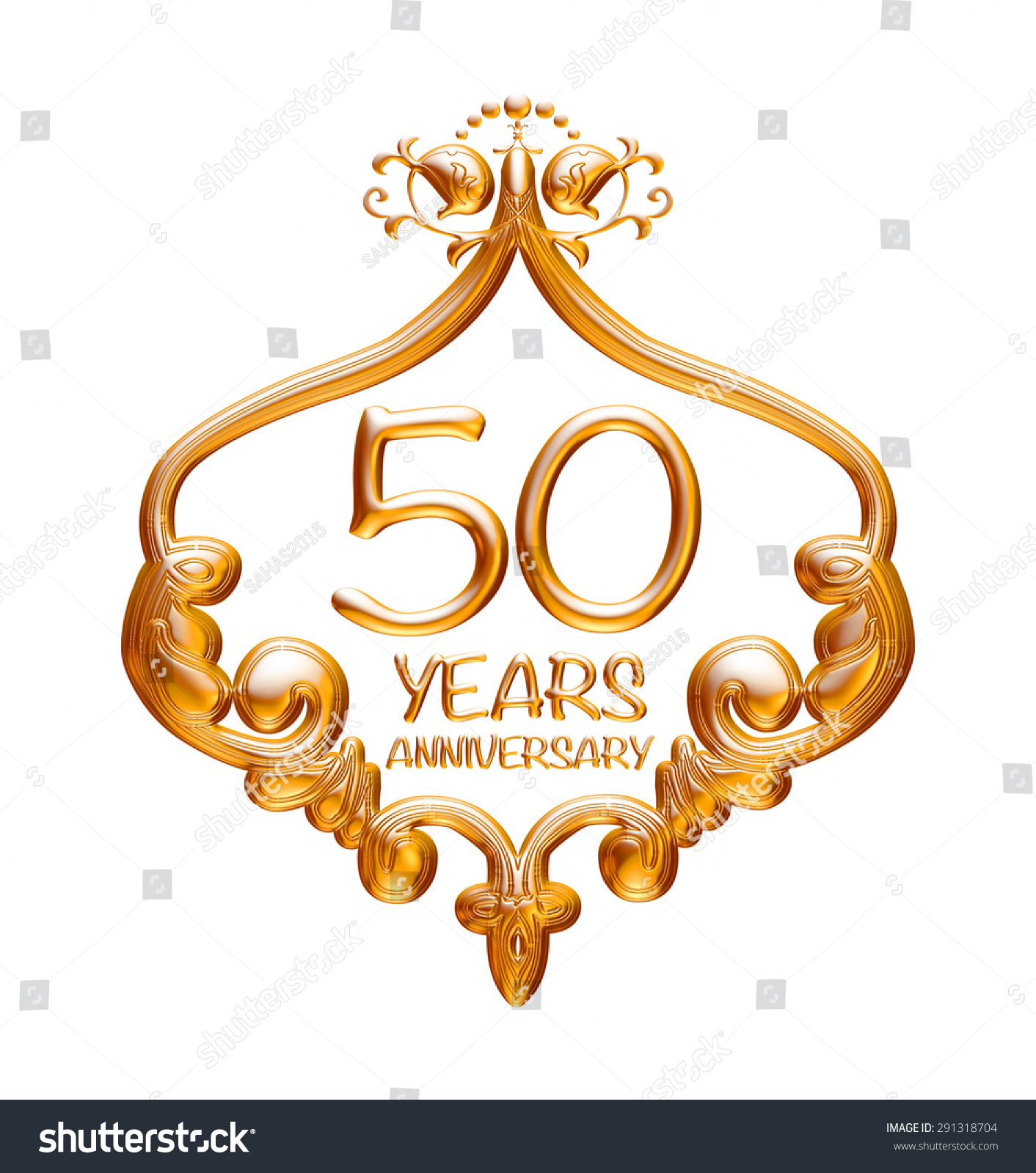 50 Years Anniversary Golden Label On Isolated White Background. Stock ...