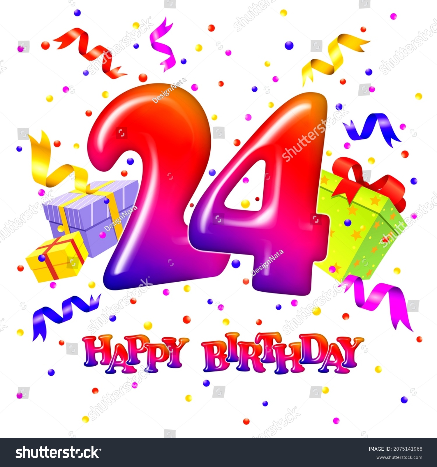 24 Years Birthday Celebration Background Number Stock Illustration ...