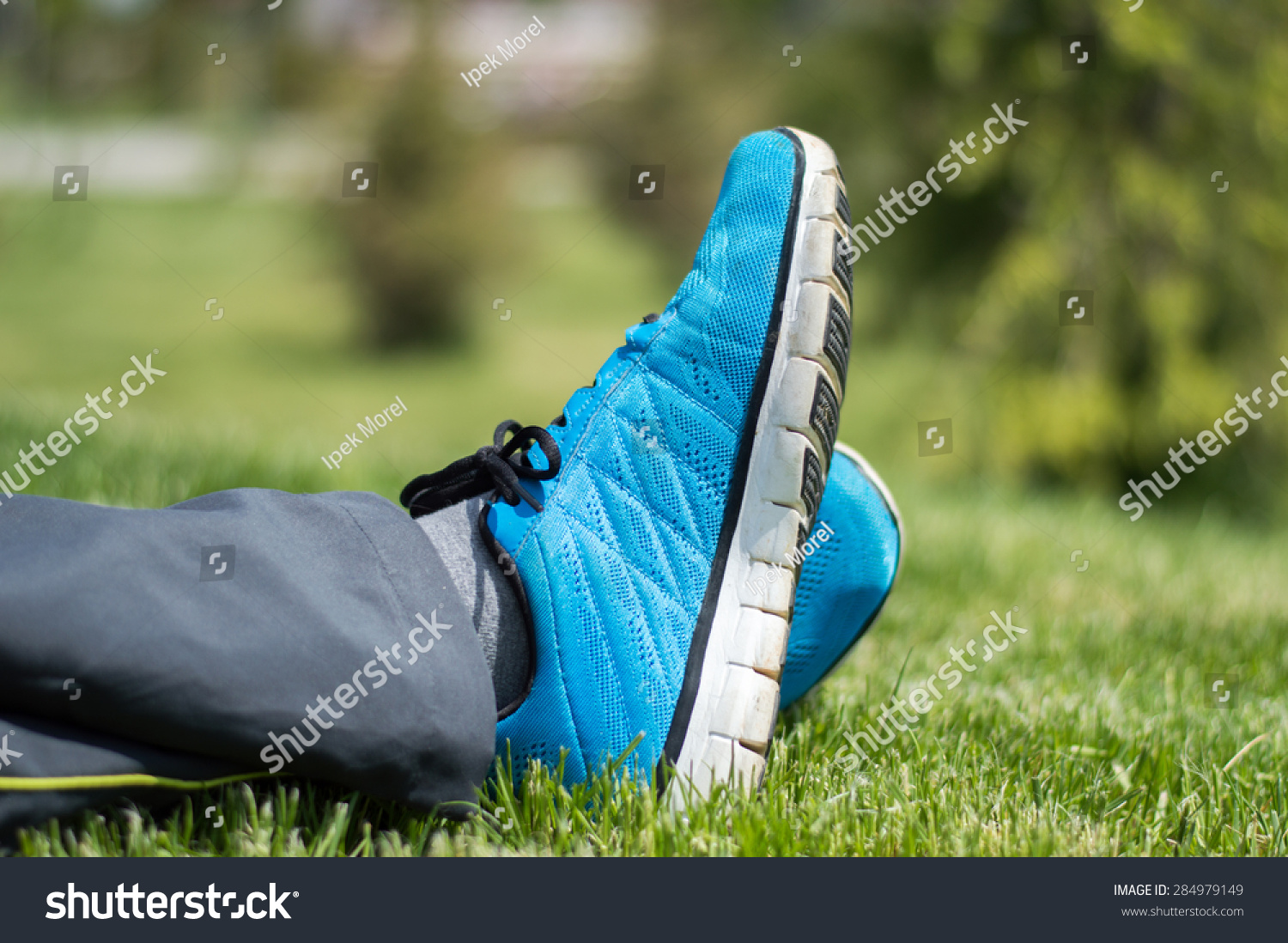 Young Man Blue Shoe Laying On Stock Photo 284979149 | Shutterstock