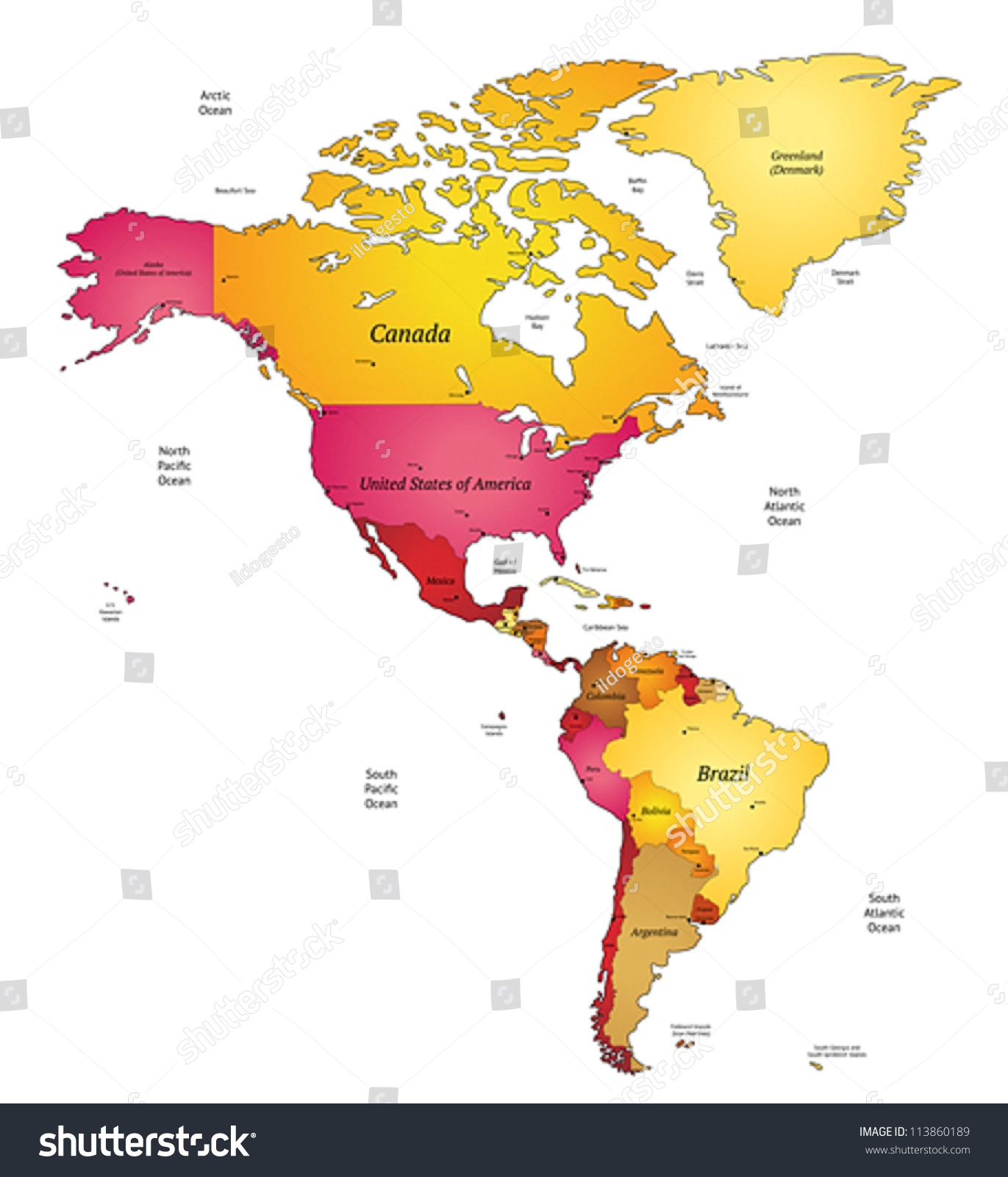 北美和拉丁美洲的地图。矢量插图。-商业\/金融