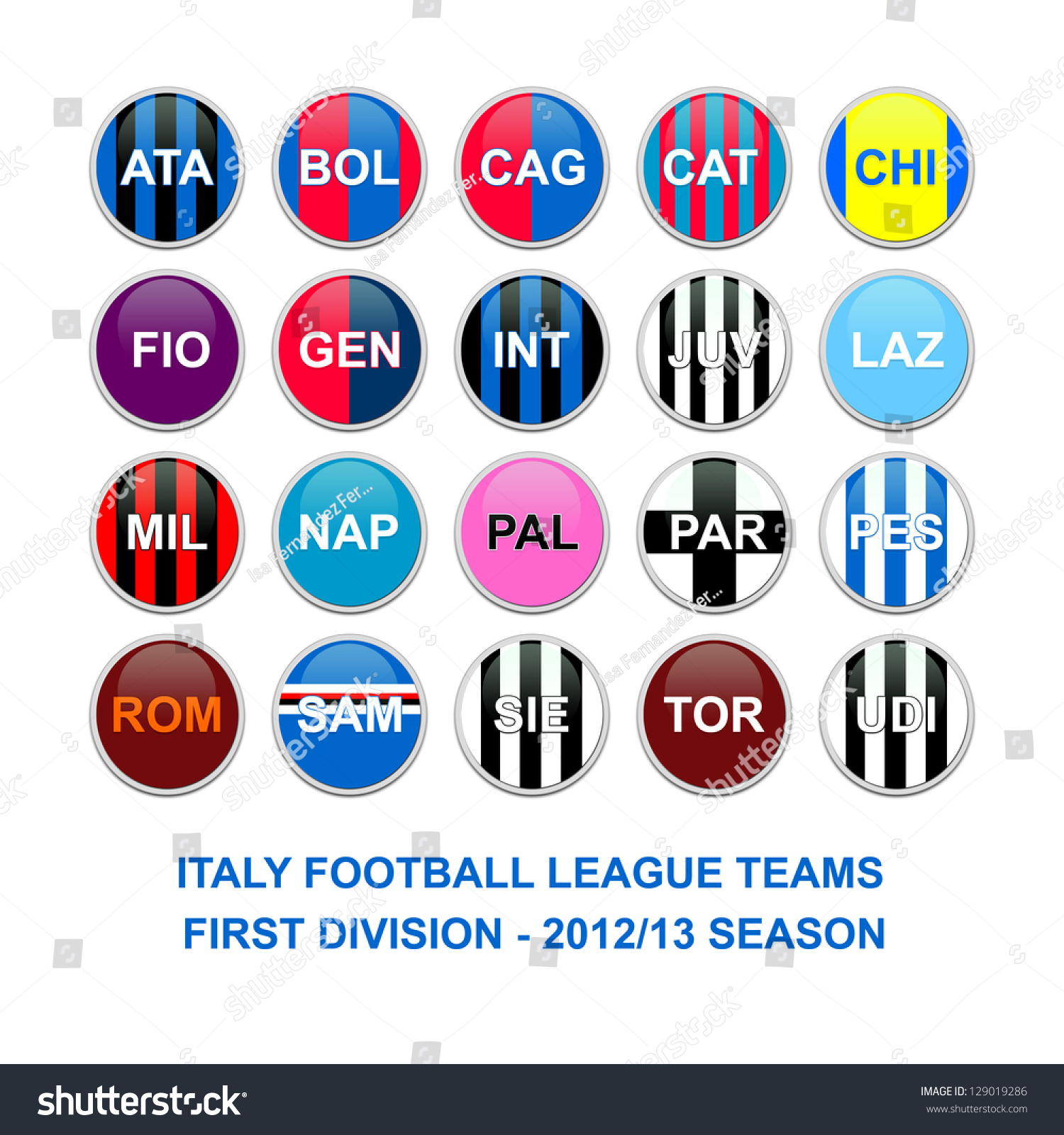 设置按钮的意大利甲级足球联赛球队-符号\/标志