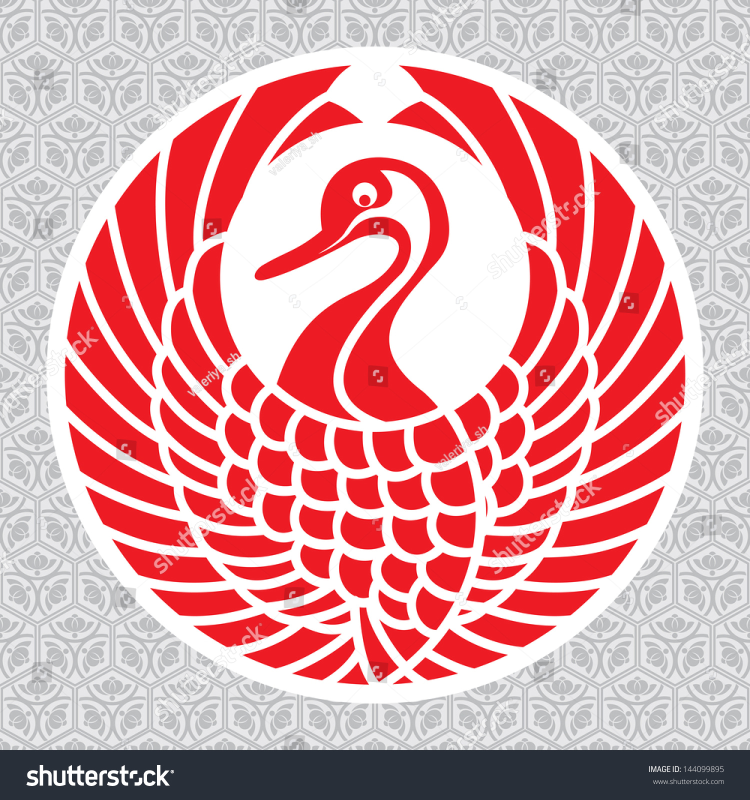 向量传统丹顶鹤的象征-动物\/野生生物,符号\/标