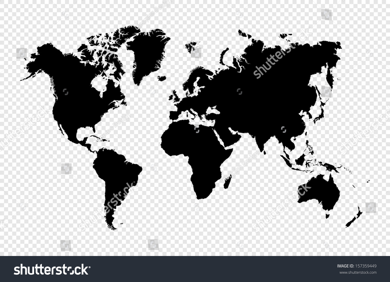 黑色轮廓世界地图孤立。EPS10矢量文件组织